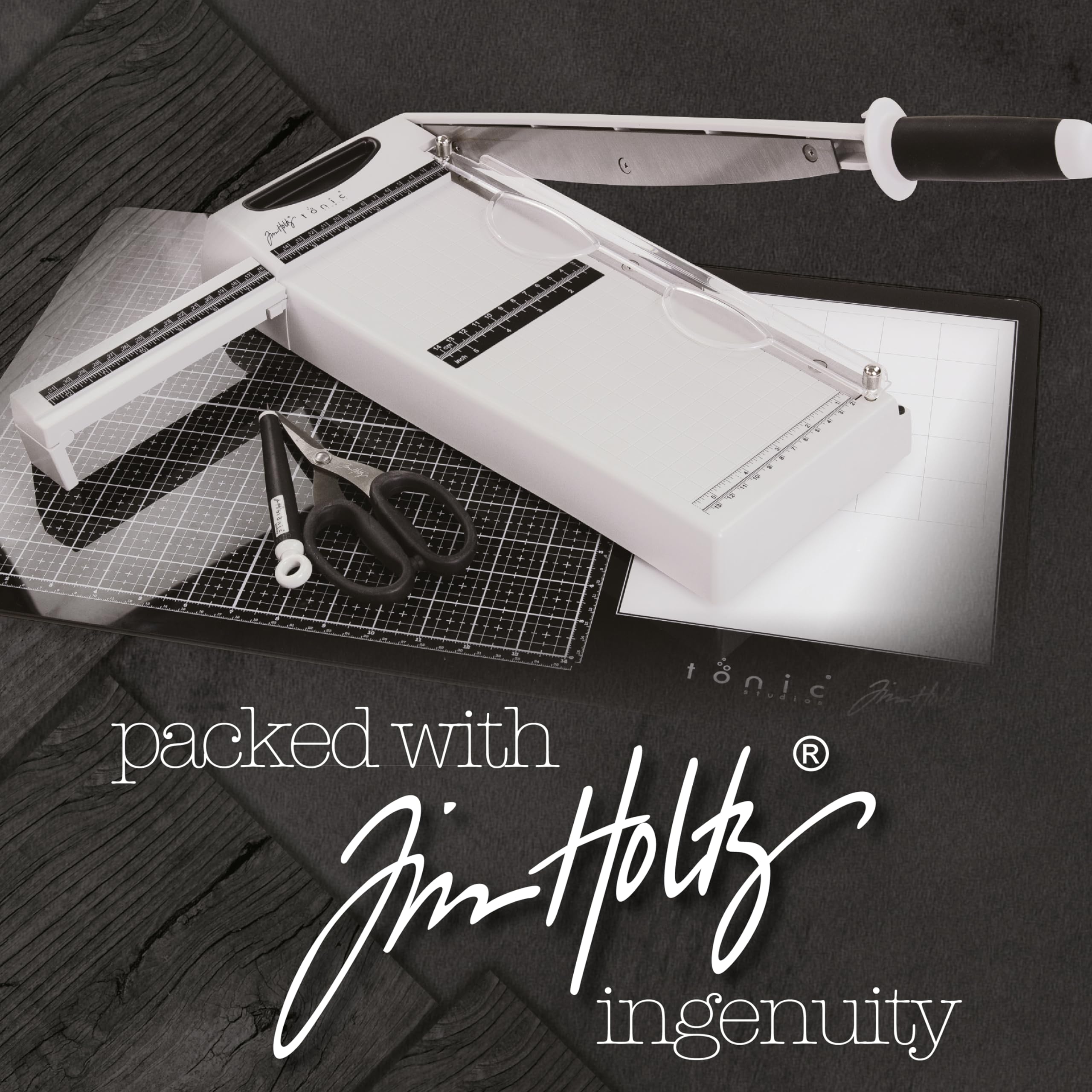 Tim Holtz Maxi Guillotine Paper Trimmer - 12.25 Inch Heavy Duty Paper Cutter for Scrapbooking, Vinyl, Cardstock & Craft Projects - Extendable Ruler with Grid Lines - Perfect for DIY Cards, Scrapbook Pages & Home Office Use