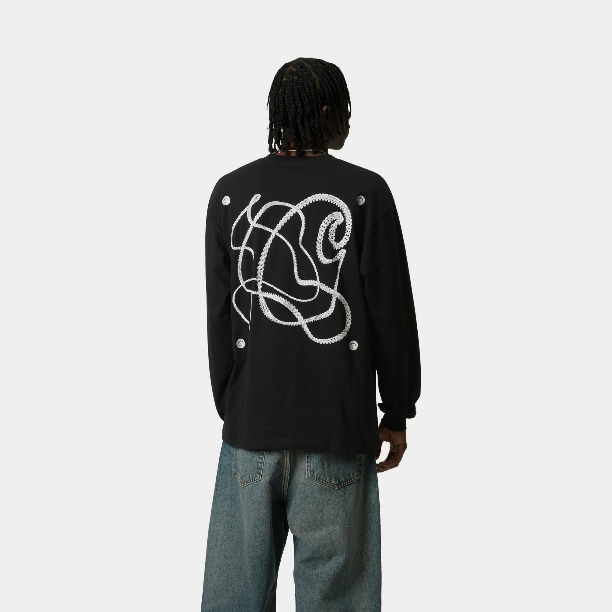 Chain Link Long Sleeve T-Shirt for Men & Women | Black & Silver Gothic Style Shirt | Perfect for Concerts, Halloween, and Alternative Fashion Outfits
