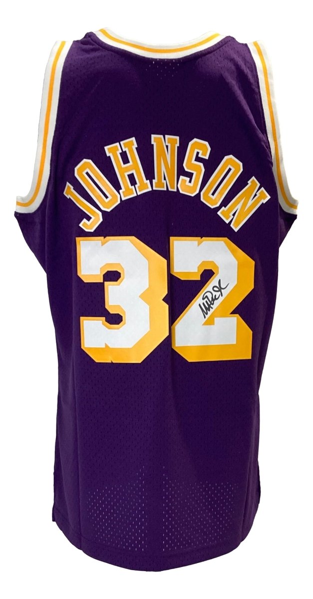 Magic Johnson Autographed 1984-85 Los Angeles Lakers Purple Mitchell & Ness Hardwood Classics Swingman Jersey - Perfect for NBA Memorabilia Collectors & Lakers Fans