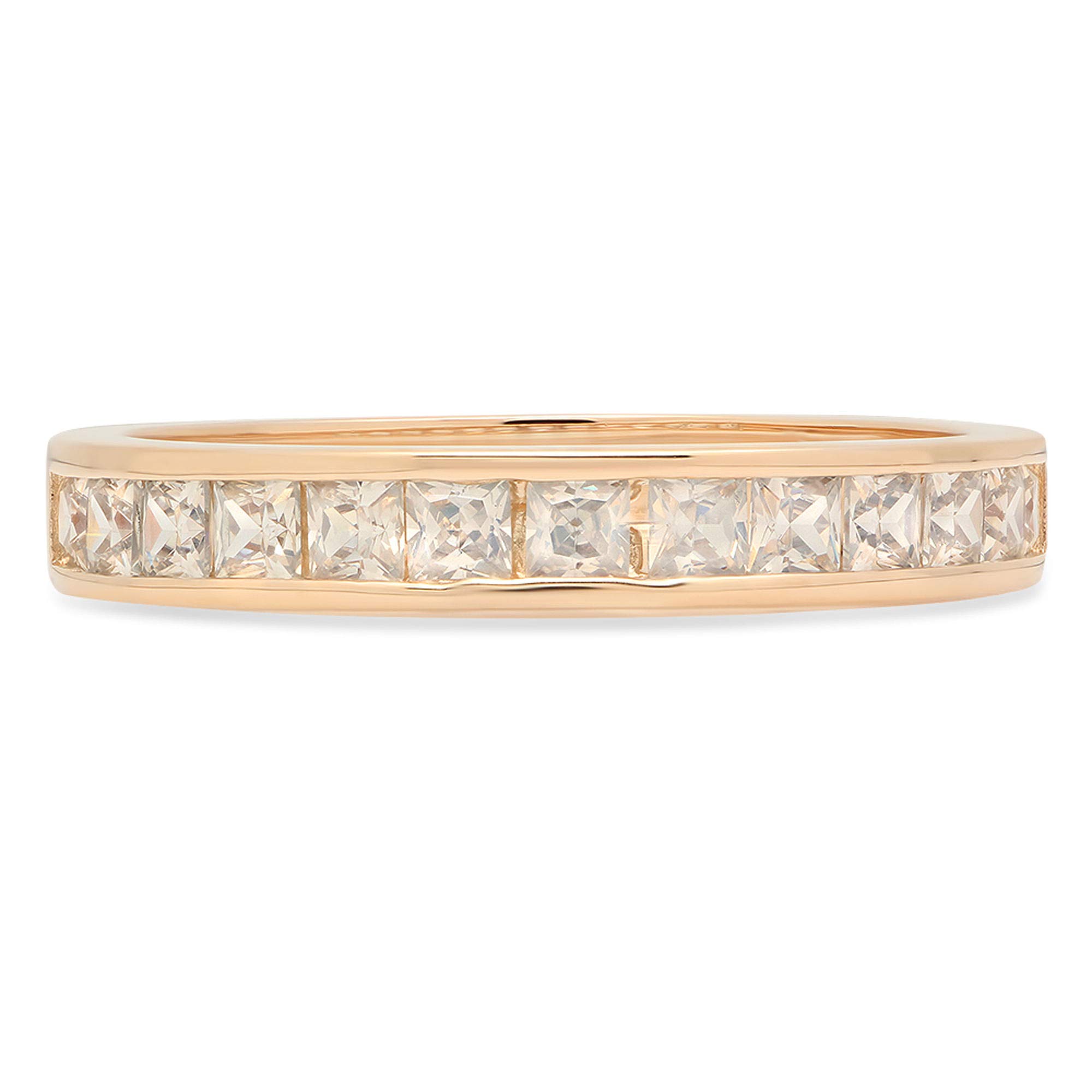 0.84 Carat Princess Cut Natural Diamond Ring - VS1-VS2 Clarity, J-K Color, 14K Solid Yellow Gold - Stackable Engagement, Wedding, Promise Band - Perfect for Bridal Sets, Anniversary Gifts & Everyday Elegance