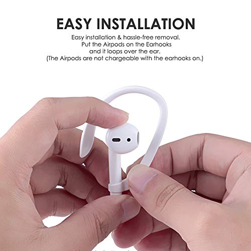 4 Pack AirPods Ear Hooks for AirPods 1/2/Pro - Secure Fit Sports Accessories for Running, Gym & Workout - TEEMADE Anti-Slip Silicone Earbud Covers (White)