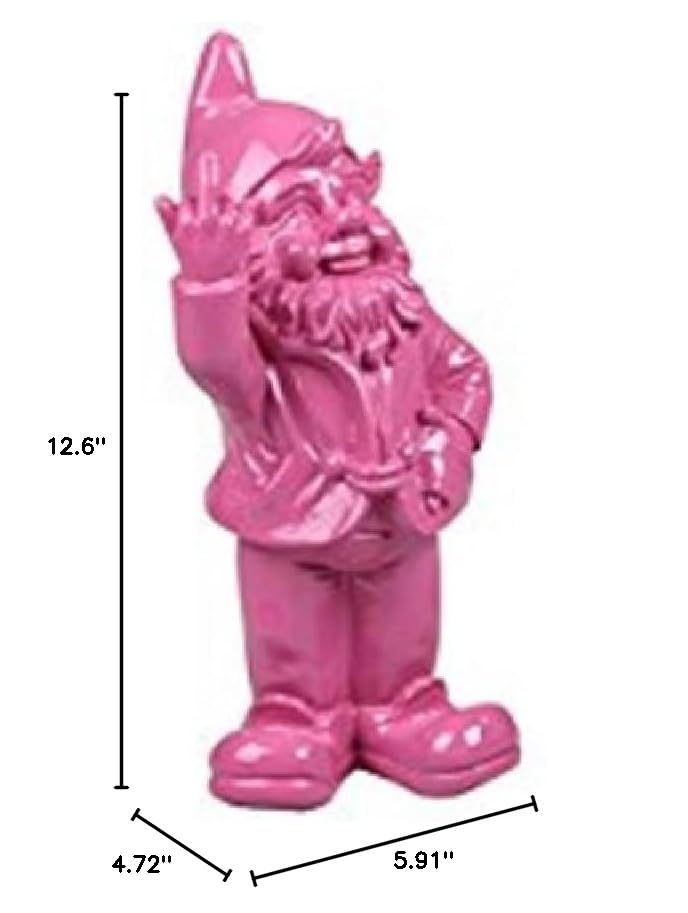 STOOBZ PP 005FC 15x12x32cm Fuchsia Cheeky Garden Gnome Statue - Outdoor Decor for Yard, Lawn, Garden & Home - Perfect Gift for Gnome Lovers & Garden Enthusiasts