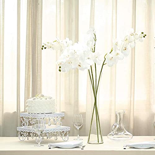 40 Inch Artificial Phalaenopsis Silk Orchid Flowers - Real Touch White Fake Orchid Branches for Home, Office, Wedding, Party & Event Decor - Pack of 2 - Perfect for Centerpieces, Vase Arrangements & Wall Decor