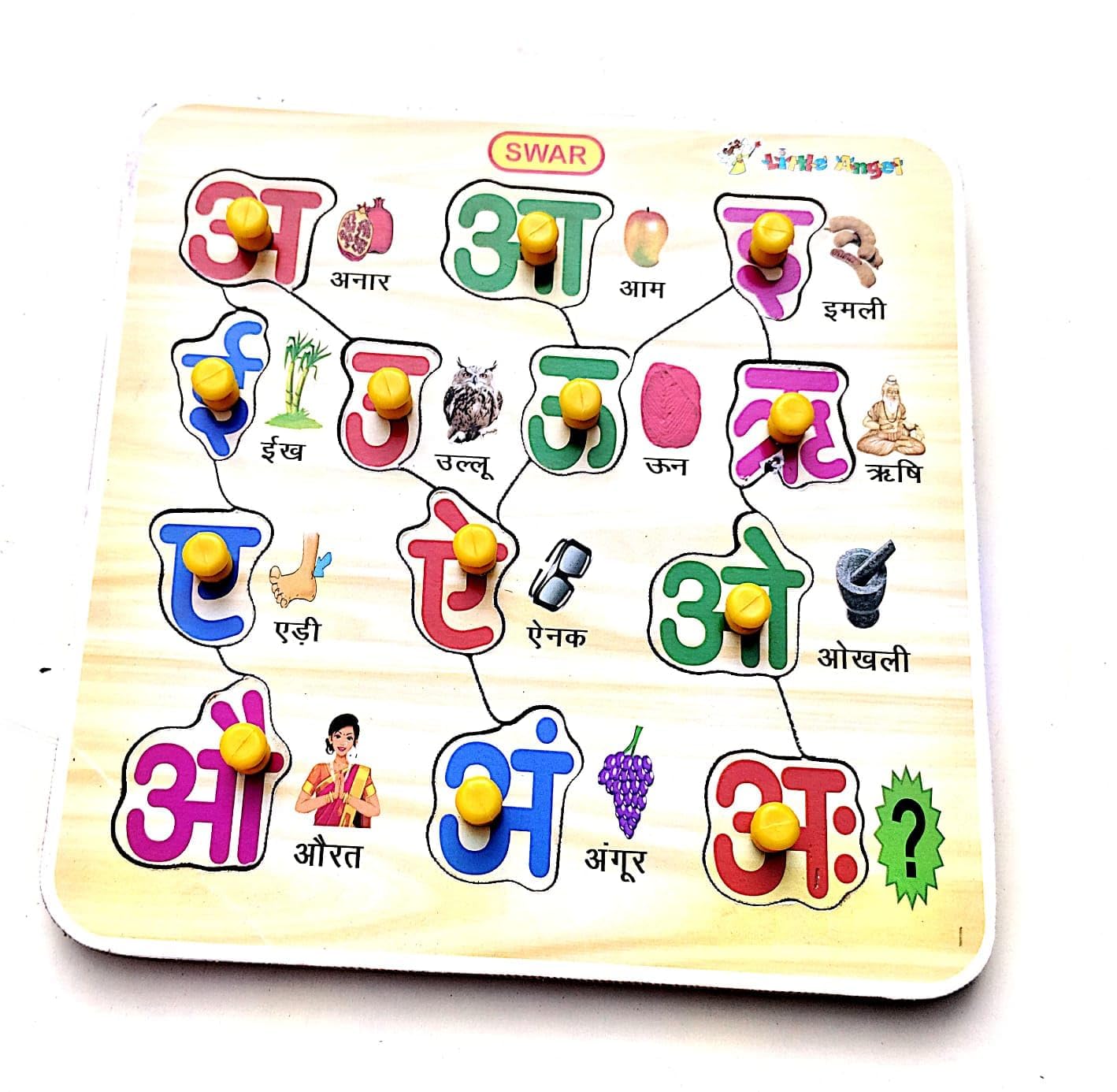 Wooden Puzzle for Kids & Adults - Hindi Alphabets Learning Toy, Educational Board Game for Toddlers 2+ Years - Perfect for Family Game Night & Early Childhood Development