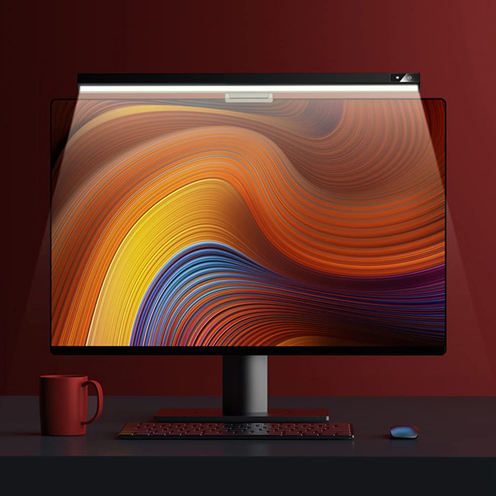 SOLUSTRE LED Monitor Light Bar - Eye-Caring Computer Desk Lamp with Adjustable Brightness for PC, Laptop, E-Reading & Office Work - Black (Perfect for Home Office, Gaming Setup & Nighttime Computer Use)