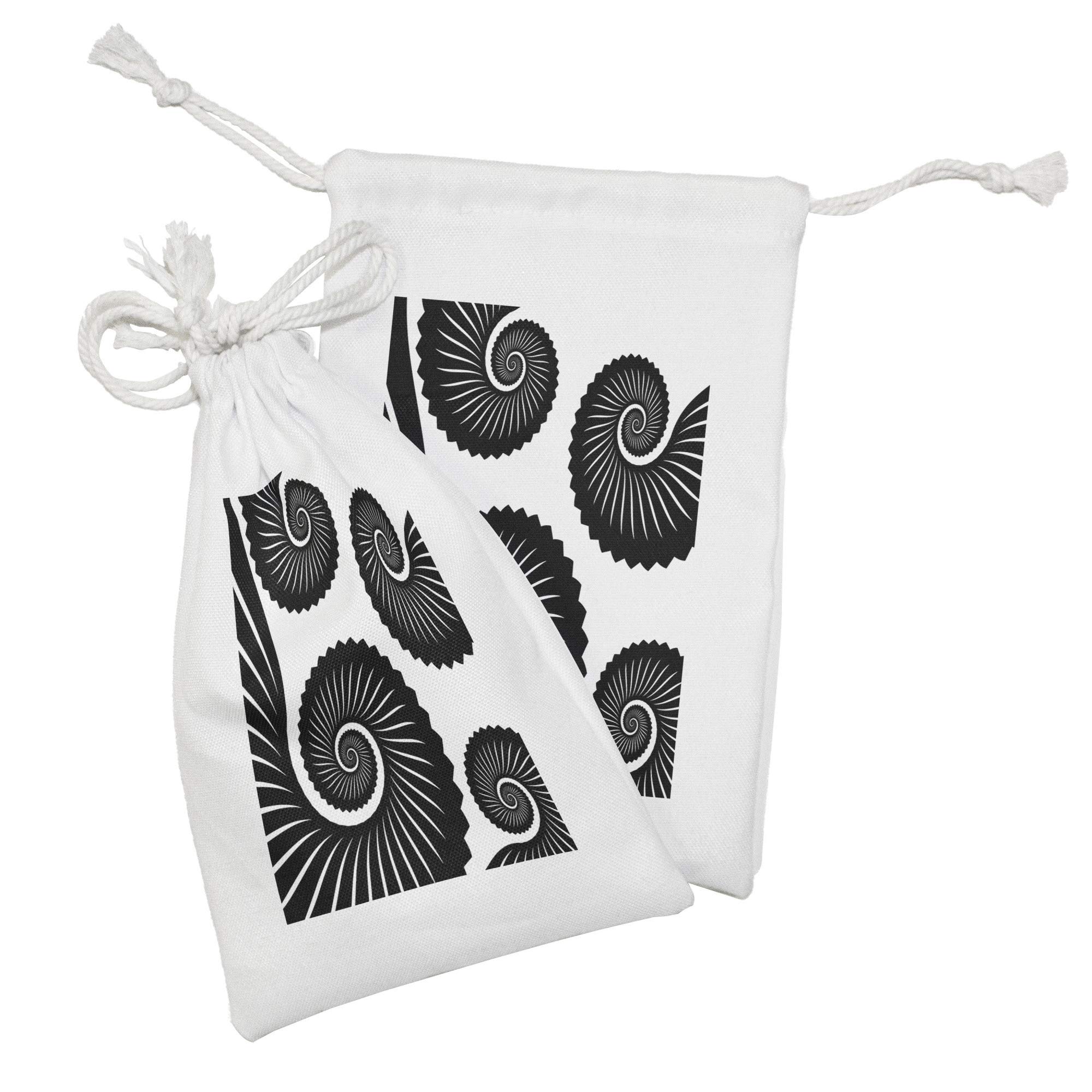 Ambesonne Octopus Fabric Pouch Set of 2 - Nautical Themed Drawstring Bags for Toiletries, Masks & Party Favors (9x6 Inches, White & Charcoal Grey) | Perfect for Beach Trips, Travel Organizers & Gift Bags