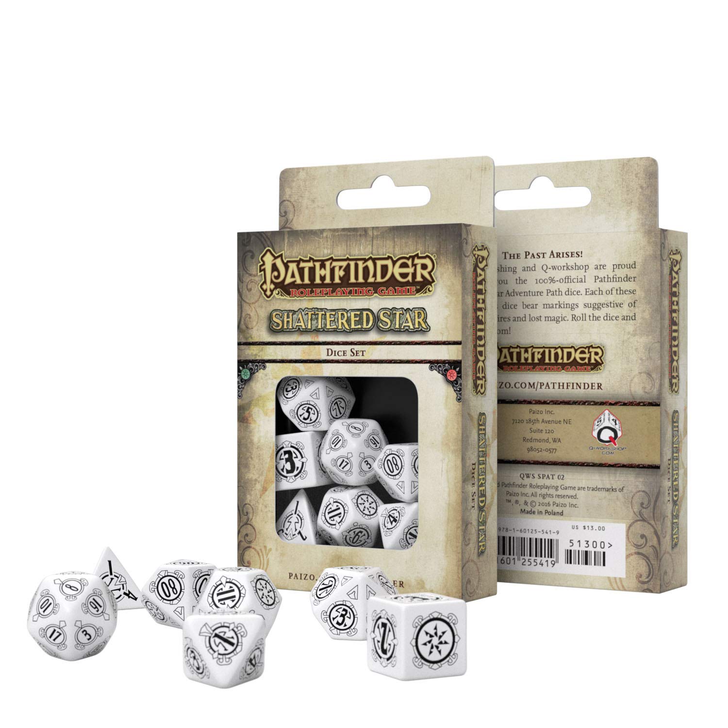 Q WORKSHOP Pathfinder Shattered Star RPG Dice Set - 7 Polyhedral Pieces for Tabletop Gaming, D&D, and Role-Playing Adventures