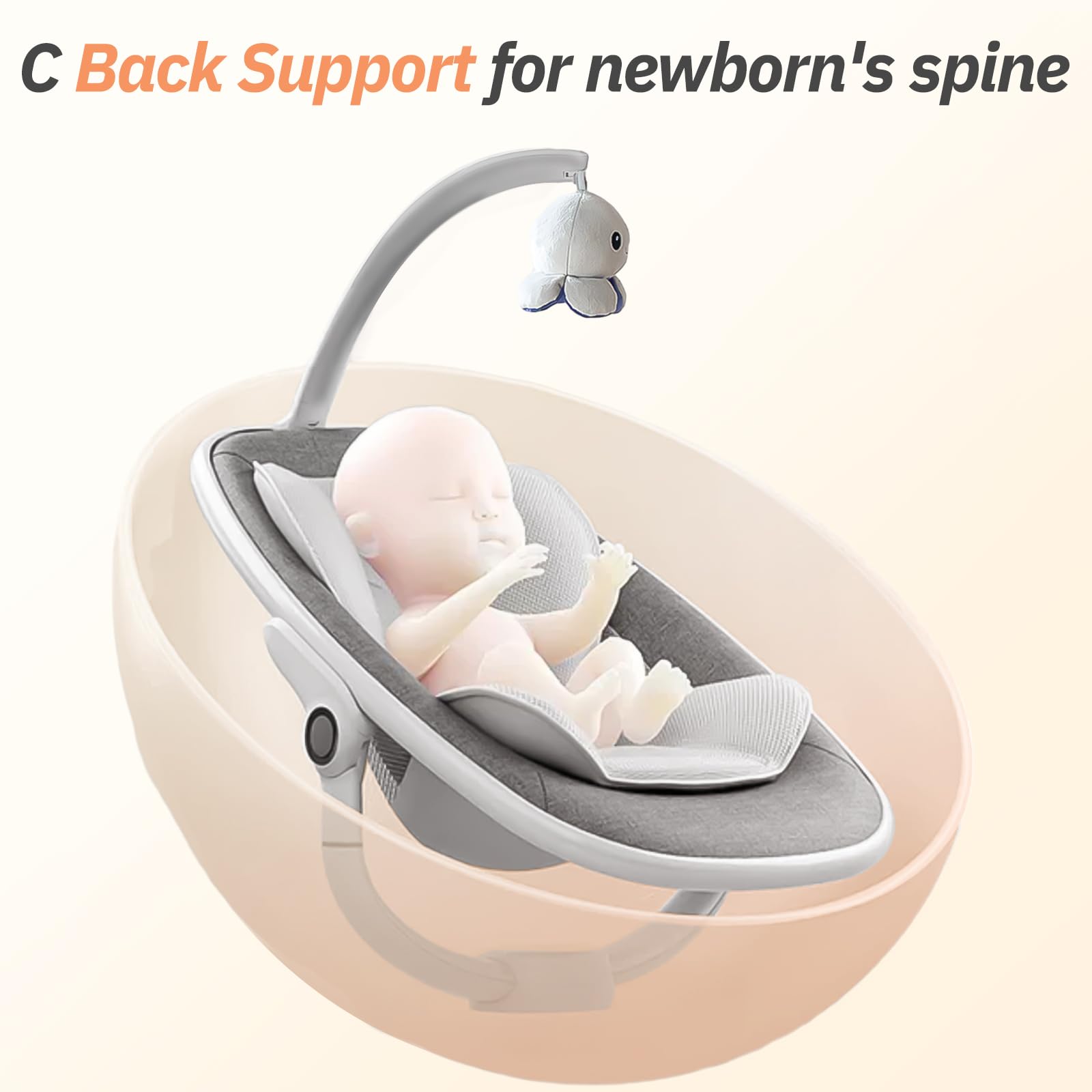 Electric Baby Swing for Infants 6 Motion Automatic Newborn Rocker with Remote Control - 5 Speed Adjustable, 13 Soothing Melodies, Dark Gray - Perfect for Nursery, Daycare & Travel Use