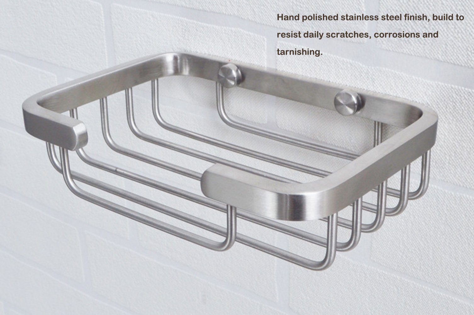 Deezio Premium SUS-304 Stainless Steel Soap Dish Holder - Wall Mounted Shower Soap Saver Basket with Drainage (Satin Nickel) - Ideal for Bathroom, Kitchen & RV Use