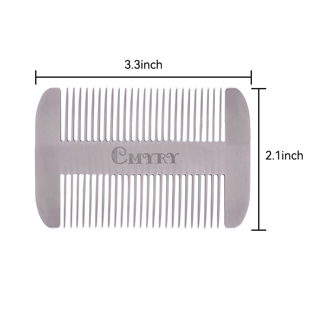 Stainless Steel Beard Comb for Men - Anti Static Pocket Comb for Mustache & Hair, Travel & EDC Wallet Comb (Perfect for Grooming On-The-Go & Daily Use)