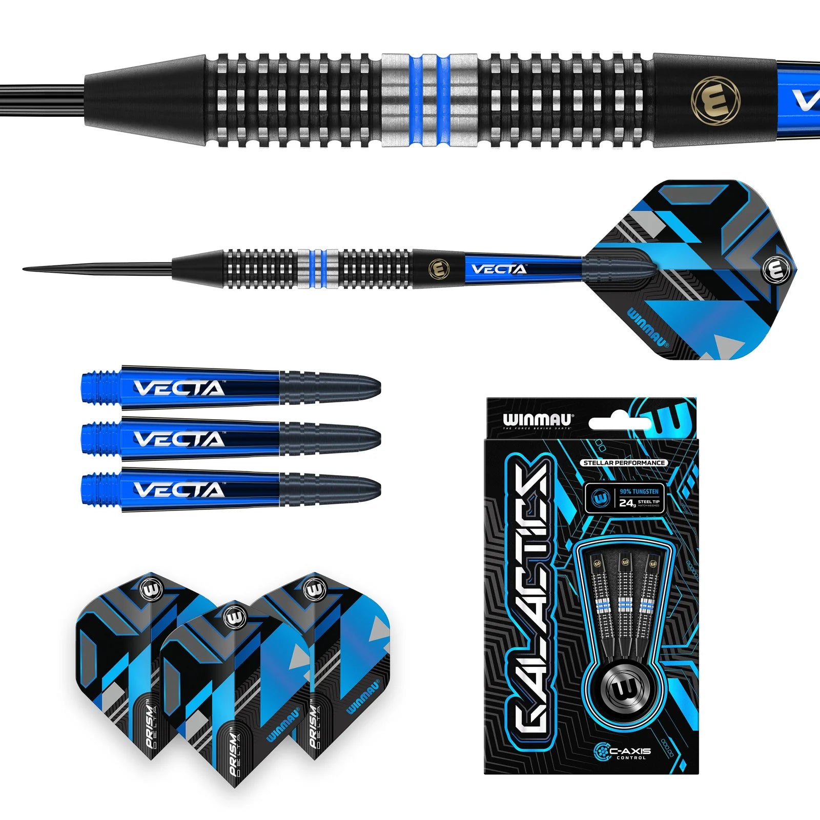 WINMAU Galactics Darts - 90% Tungsten Steel Professional Darts Set 24g for Precision Throwing | Perfect for Tournaments, Bars & Home Practice