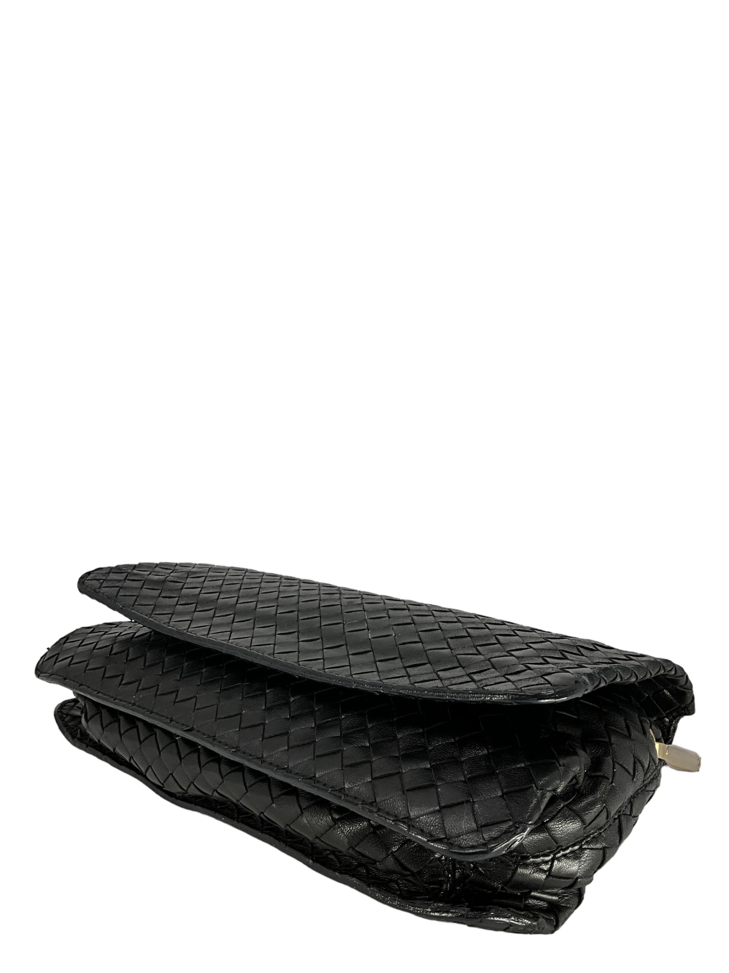 Bottega Veneta Black Intrecciato Leather Crossbody Bag for Women - Stylish Shoulder Purse for Everyday Use, Work, and Travel