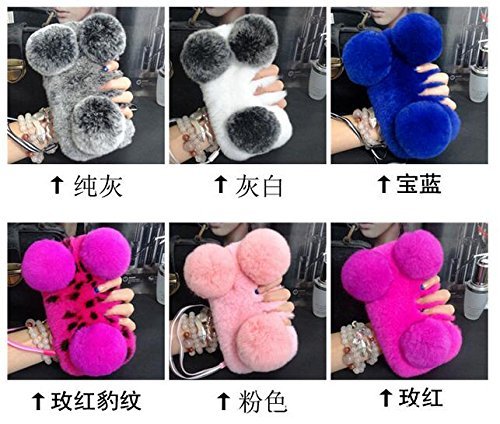 Luxury Winter Warm Handmade Panda Soft Rex Rabbit Fur Fluffy Plush Phone Case for iPhone 13 Pro Max 6.7 Inch (2021) - Cozy & Stylish Protection for Cold Weather, Perfect for Outdoor Activities & Daily Use (Dark Green)