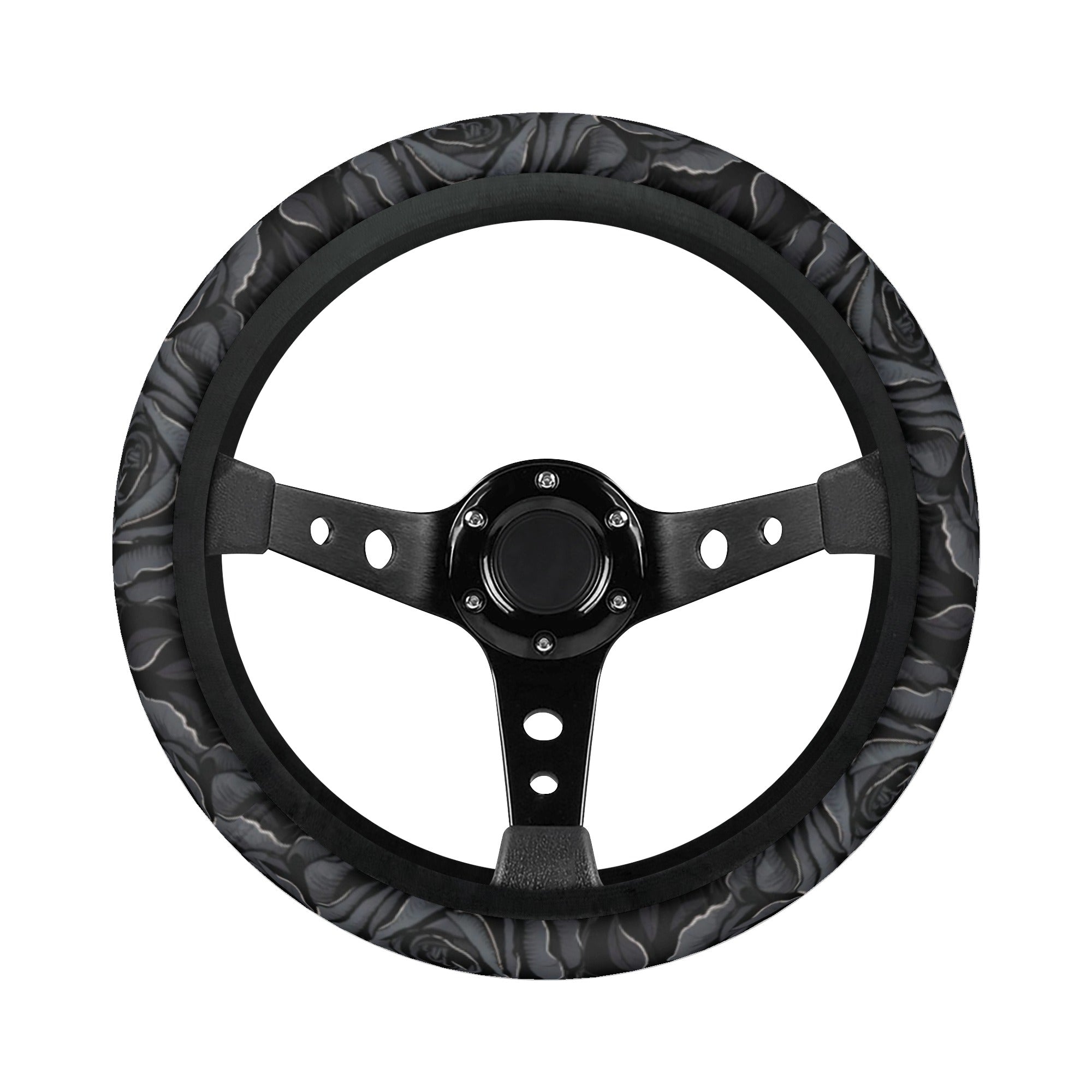 Premium Black Roses Car Steering Wheel Cover - Non-Slip Grip, Universal Fit for Most Vehicles - Perfect for Driving Comfort & Interior Decoration
