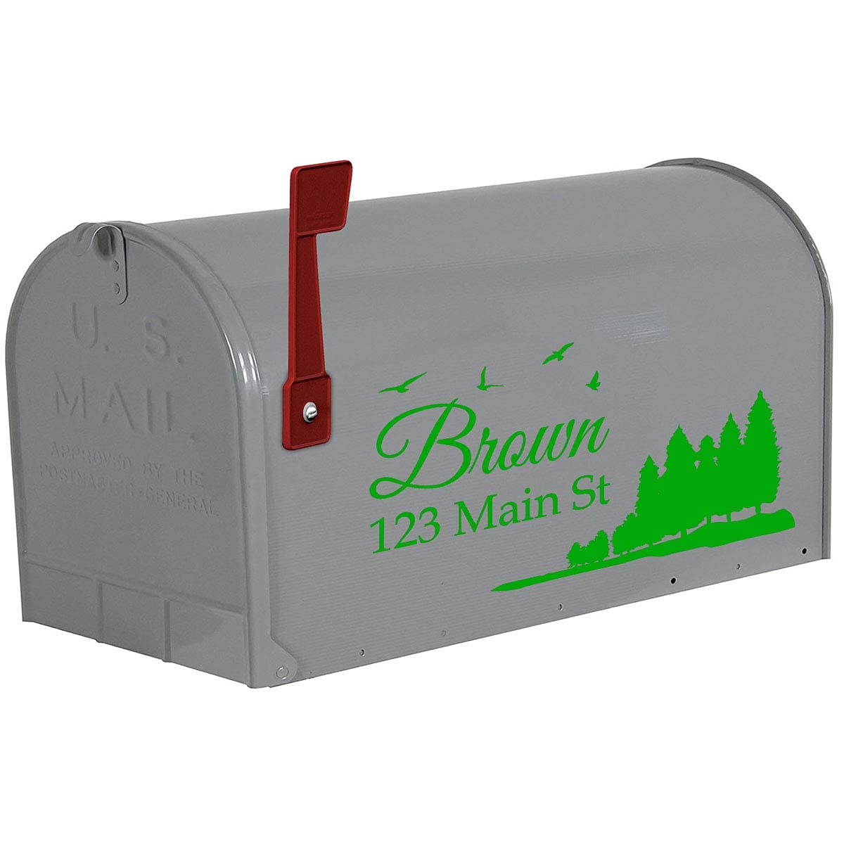 VWAQ Custom Mailbox Address Decal - Personalized Family Name Sticker for Home & Garden Decor - Weatherproof Vinyl Lettering - CMB29 (Green) - Perfect for Mailbox, Front Door & House Number Signage