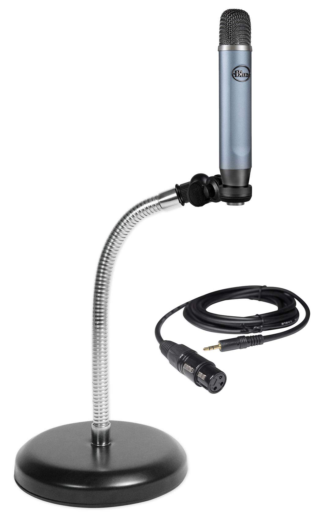 Blue Ember Side-Address Cardioid Condenser Microphone Bundle - Professional Studio Recording Mic with Desktop Stand & XLR to TRS Cable - Perfect for Podcasting, Voice Overs, Home Studio & Music Recording