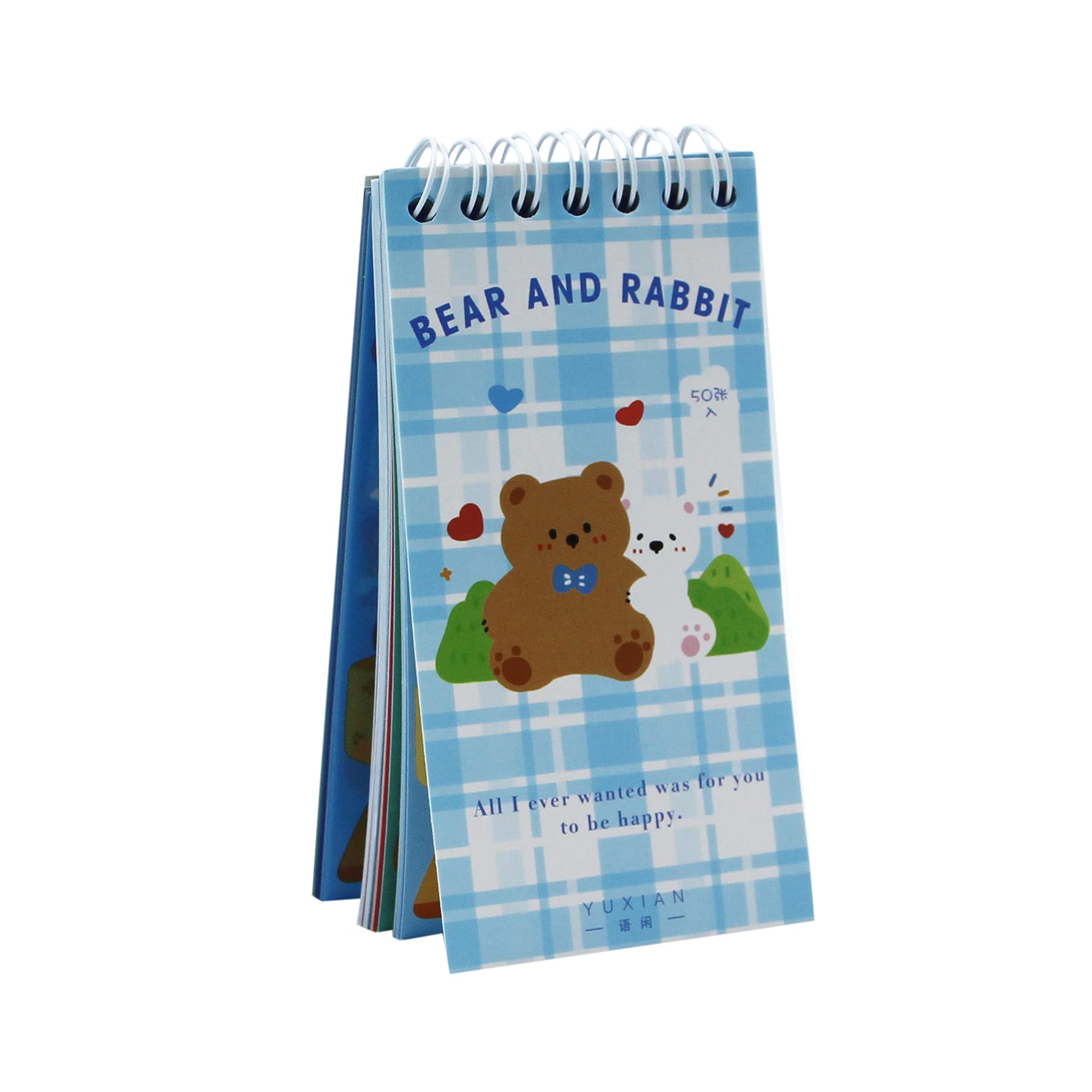 ANKOMINA 50 Sheets Cute Bear Sticker Book - Spiral Bound Cartoon Animal Decals for DIY, Journaling, Scrapbooking - Waterproof Vinyl Stickers for Laptop, Phone, Luggage, Water Bottle - Perfect for Kids & Adults Crafting