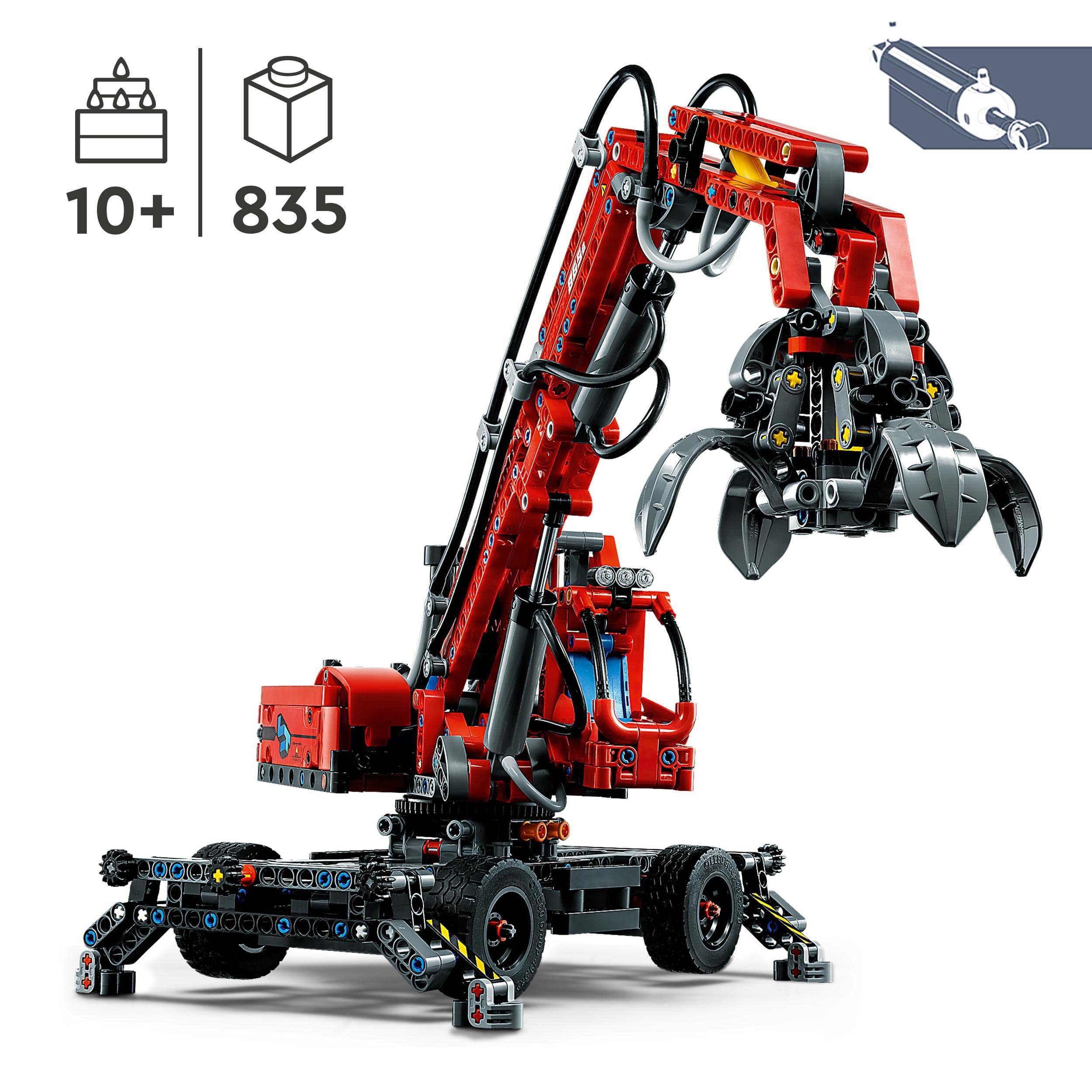 LEGO 42144 Technic Material Handler Crane: Educational Building Set, Construction Vehicle, Pneumatic Model, Stimulates Imagination, for Kids Ages 10+, Perfect Gift for Young Engineers - Great for STEM Learning, Construction Play, and Creative Building Scenes