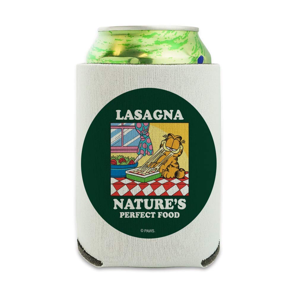 Garfield Lasagna The Perfect Food Can Cooler - Insulated Collapsible Drink Sleeve for Beverages | Cute Cartoon Design for Picnics, Parties & Office Use