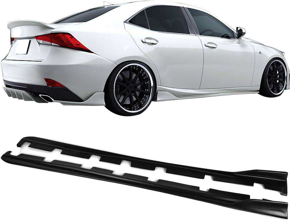 2014-2020 Lexus IS250 IS300 IS350 AS Style Side Skirts - Unpainted Matte Black PP Material for Enhanced Aerodynamics & Sporty Look | Perfect for Car Enthusiasts & Performance Upgrades