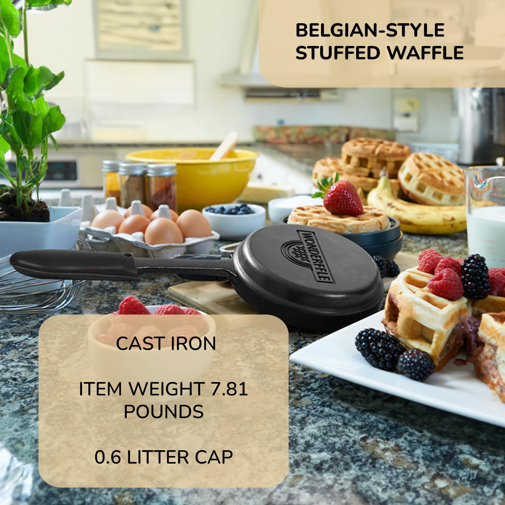 Pre-Seasoned Cast Iron Stuffed Waffle Maker - 5