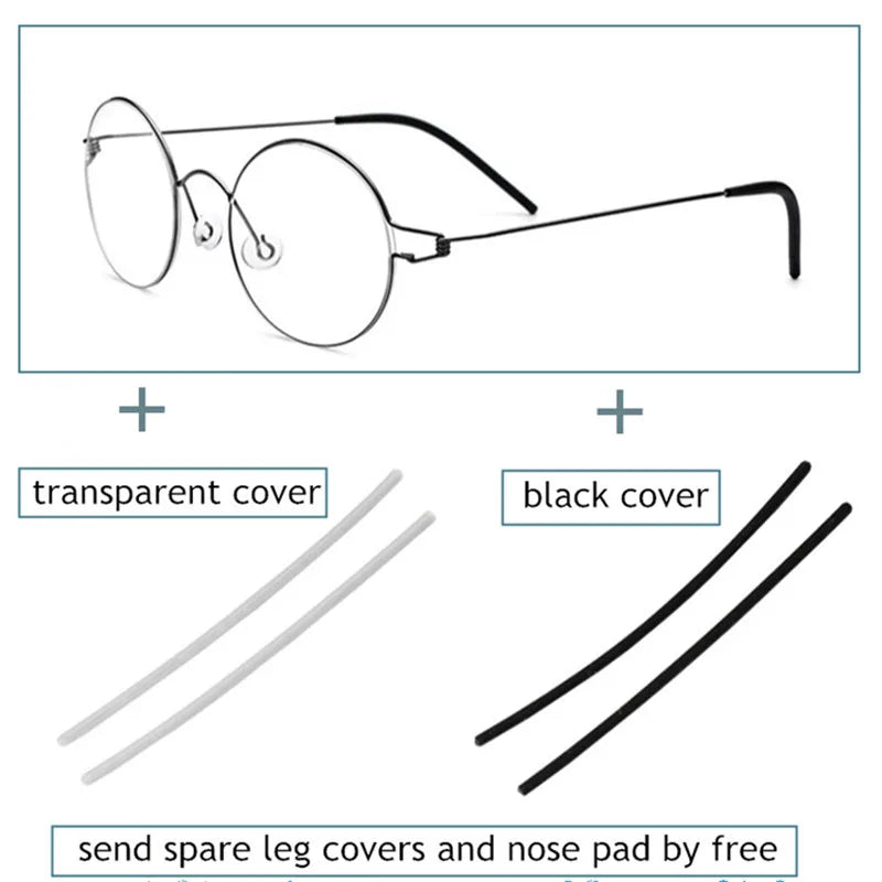 Unisex Full Rim Oval Round Screwless Titanium Eyeglasses 45135 - Lightweight & Durable Frame for Men & Women - Perfect for Reading, Work & Everyday Use