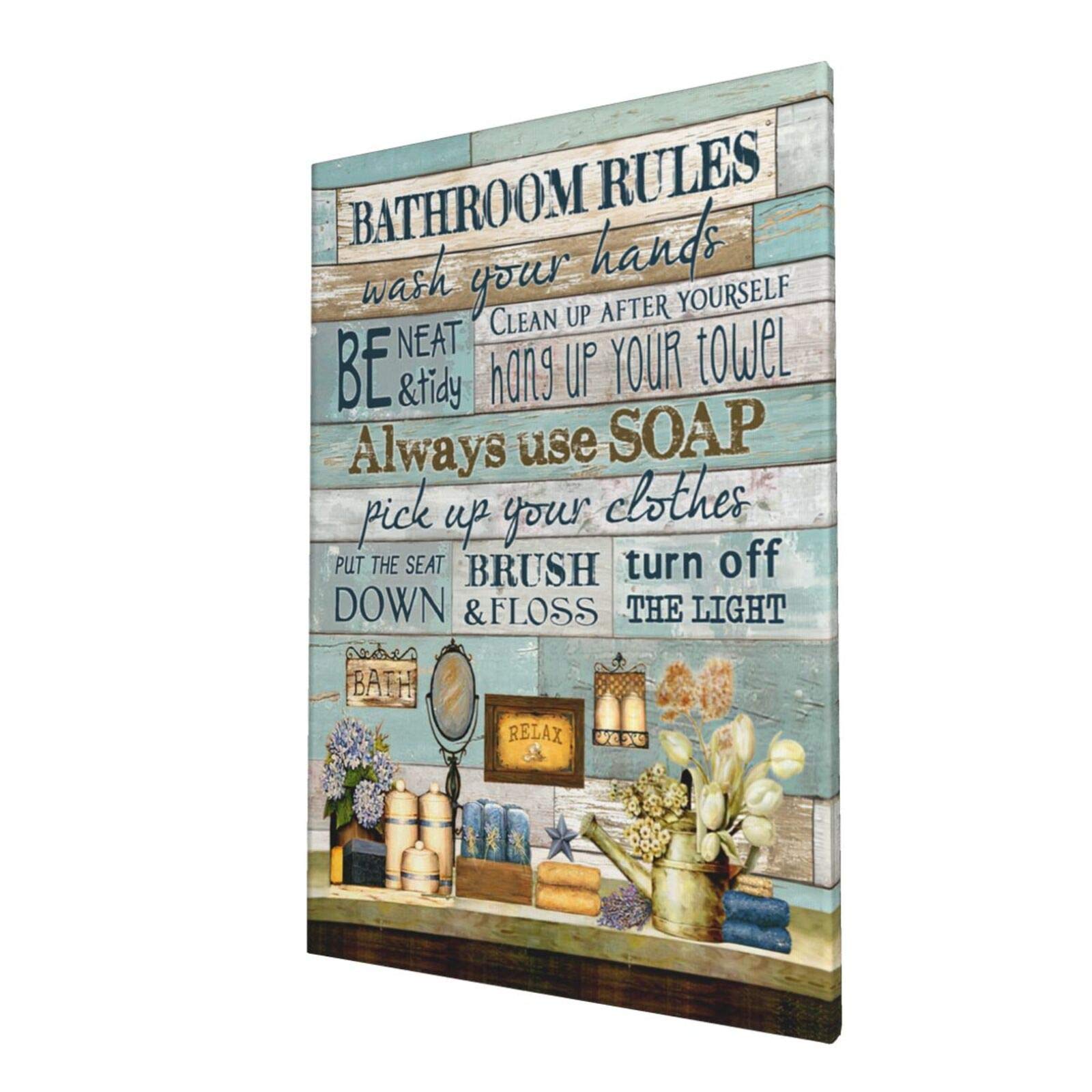 Bathroom Rules Wall Art - Framed Prints for Home & Office Decor