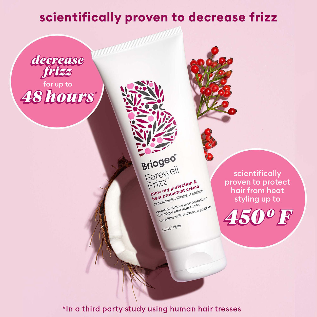 Farewell Frizz Blow Dry Perfection Heat Protectant Cream - Smooth & Shiny Hair Styling for Damaged & Dry Hair - Perfect for Salon-Quality Blowouts at Home