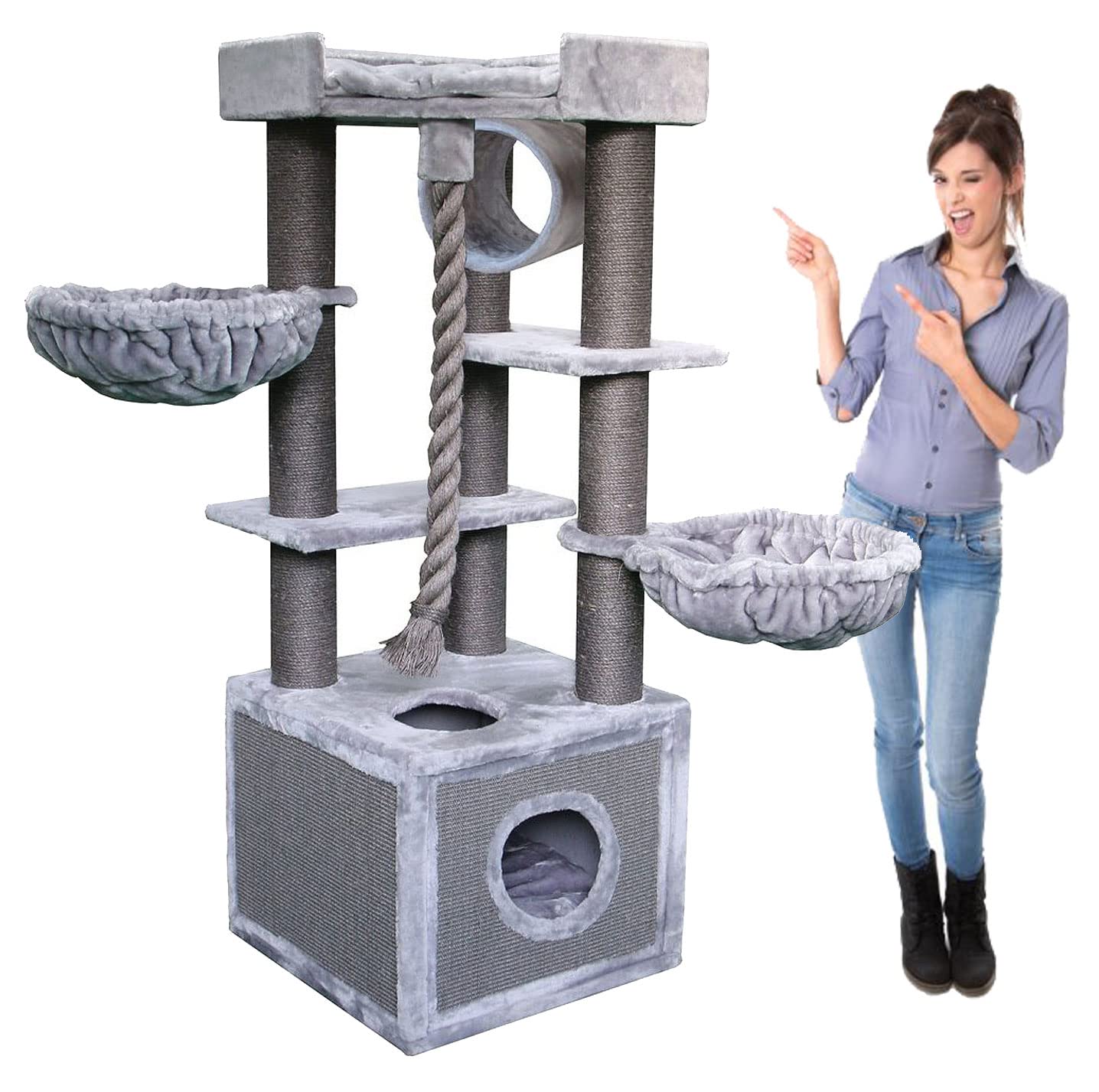 Premium Large Cat Tree for Big Cats - Sturdy Cat Tower with Scratching Posts & Perches, Gray - Perfect for Indoor Cats, Play & Relaxation