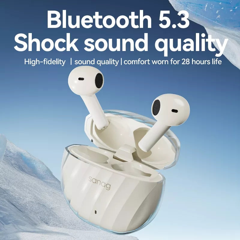 Sanag T40S Pro Wireless Bluetooth Earbuds, Half In-Ear TWS Stereo Headphones with Mic for iPhone Android - Perfect for Gym, Running, Commuting & Workouts