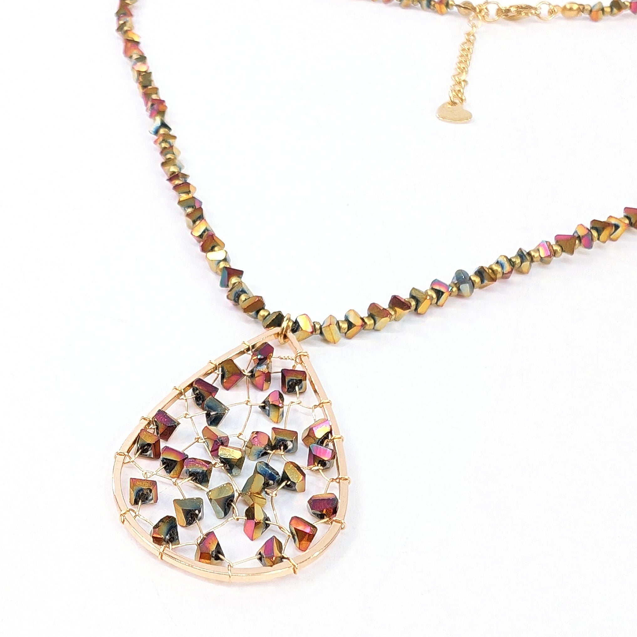 Elegant Gold Tear Drop Crystal Necklace for Women - Perfect for Weddings, Parties & Special Occasions