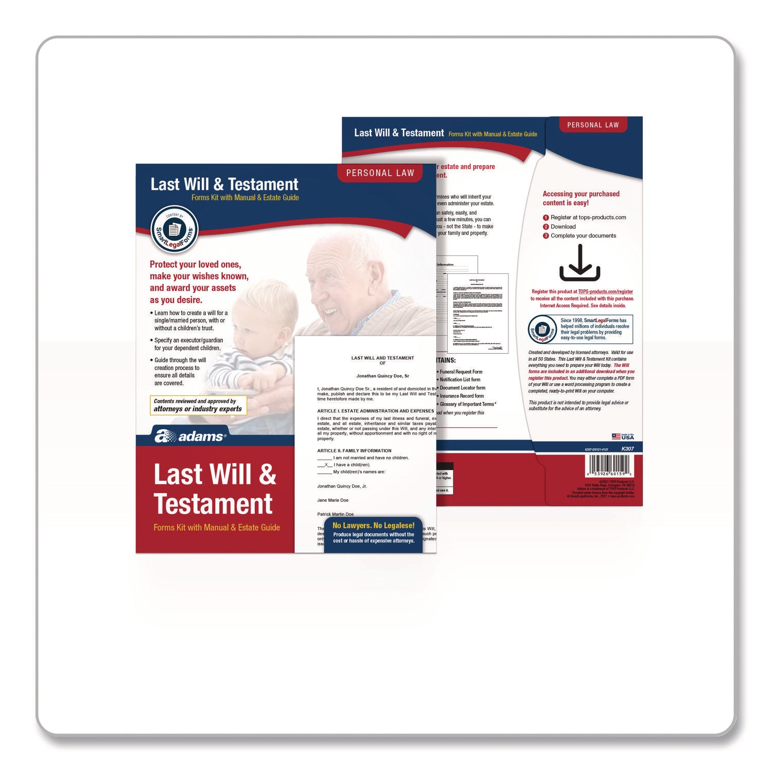 Adams® Last Will and Testament Digital Forms Kit - Printable Legal Will Templates with Manual & Estate Planning Guide (8.5