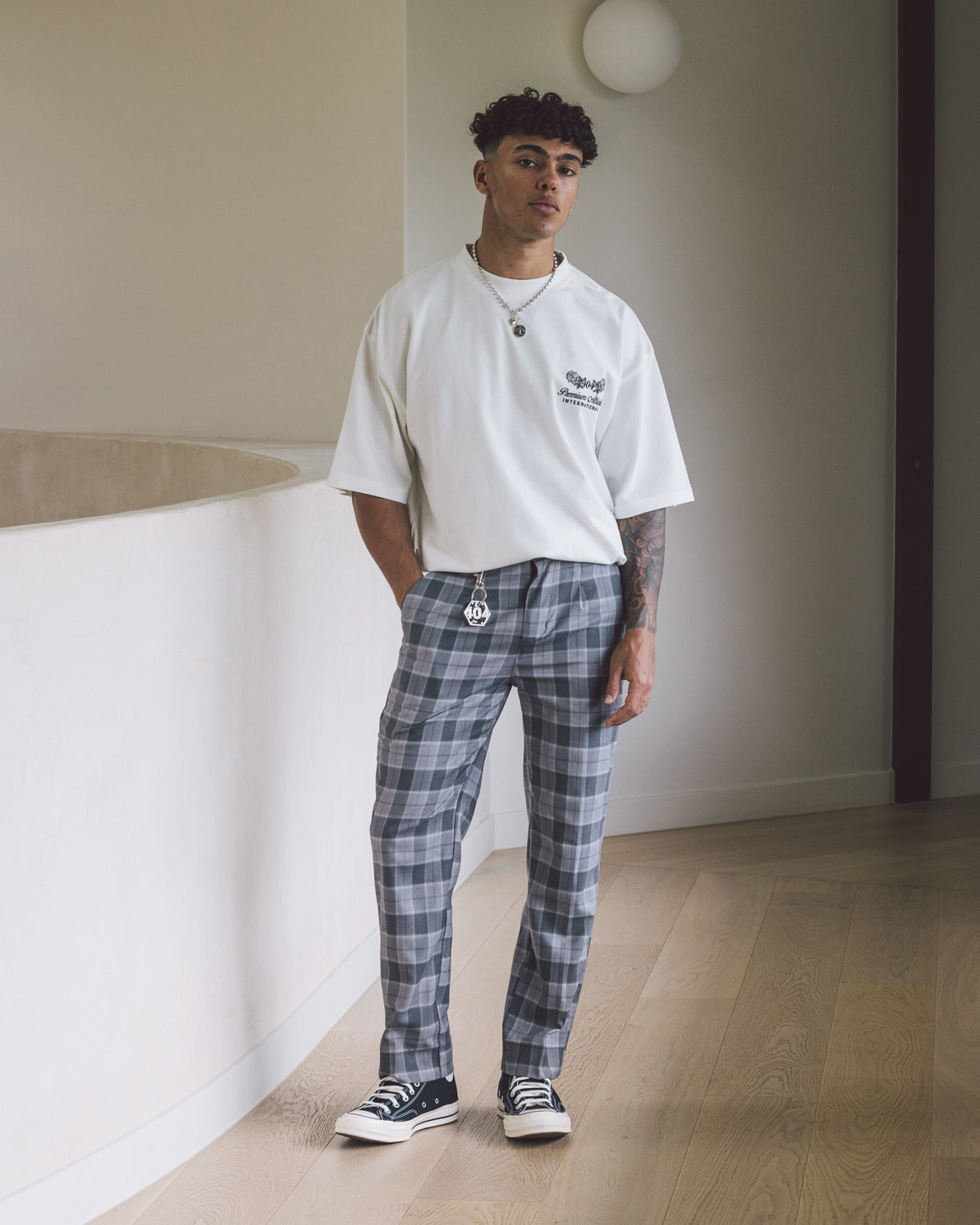 404 Heritage Trousers Off Ash Plaid - Classic Men's Casual Pants for Outdoor Adventures & Everyday Wear