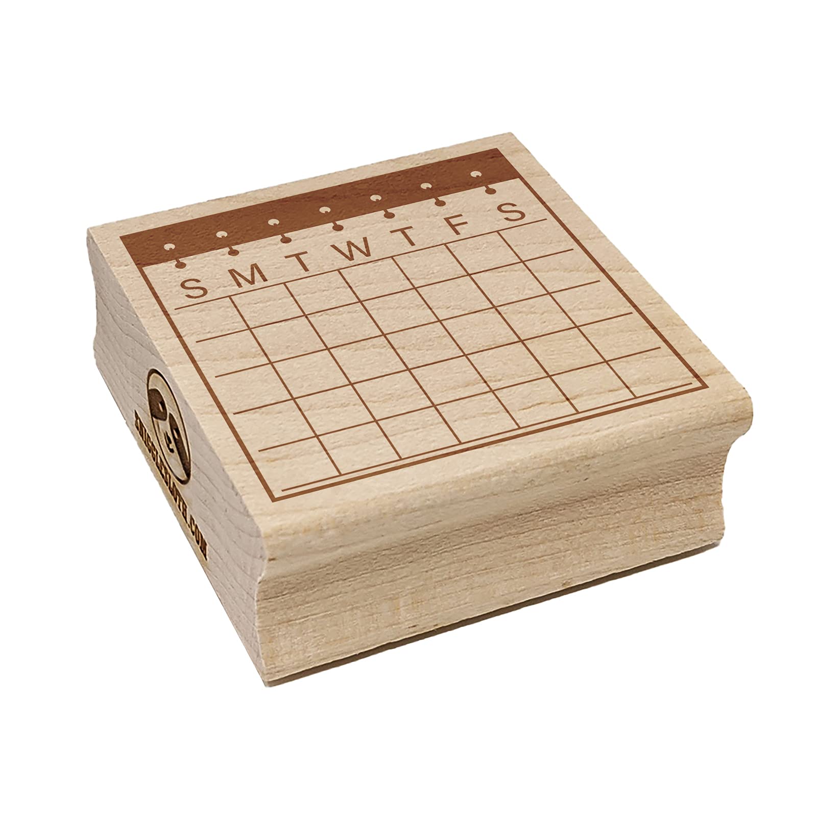 1.25 Inch Small Blank Calendar Stamp with Notebook Rings - Sunday Start Square Rubber Stamp for DIY Crafting, Scrapbooking & Planner Decoration