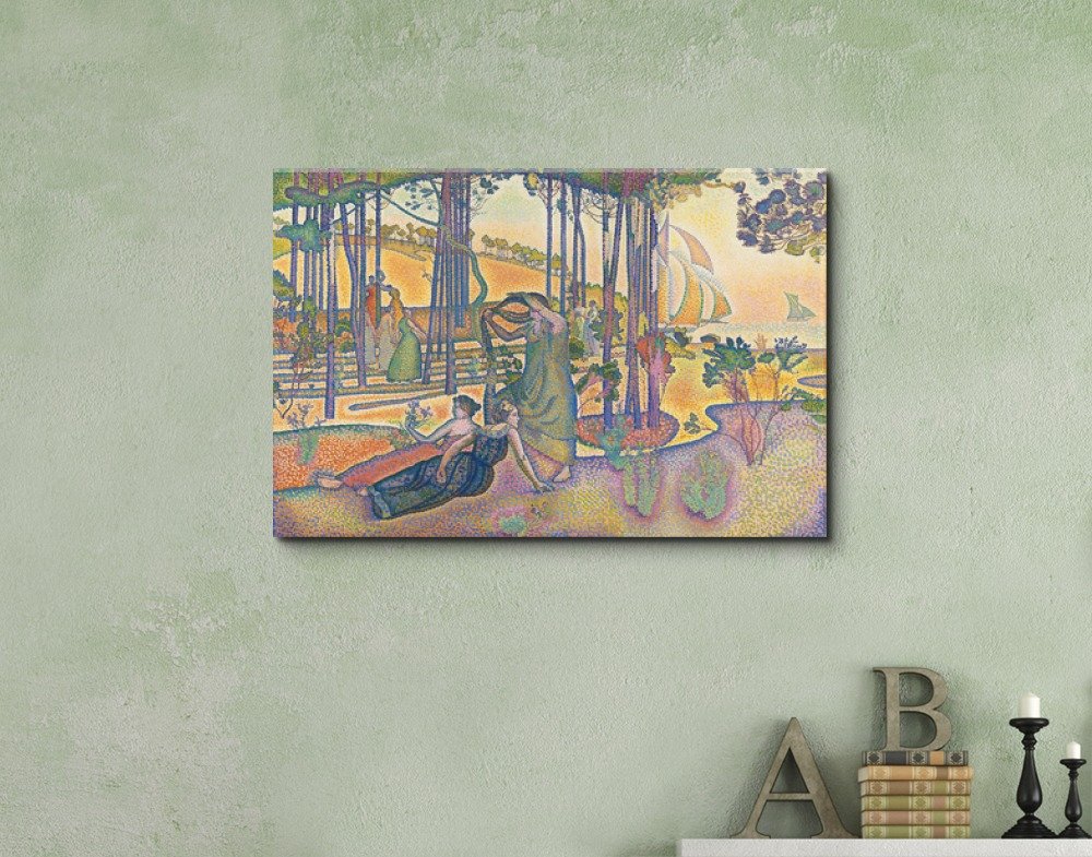Henri-Edmond Cross 'The Evening Air' Canvas Print Wall Art - 32x48 Inch Famous Painting Reproduction - Home & Office Decor, Living Room, Bedroom Wall Art
