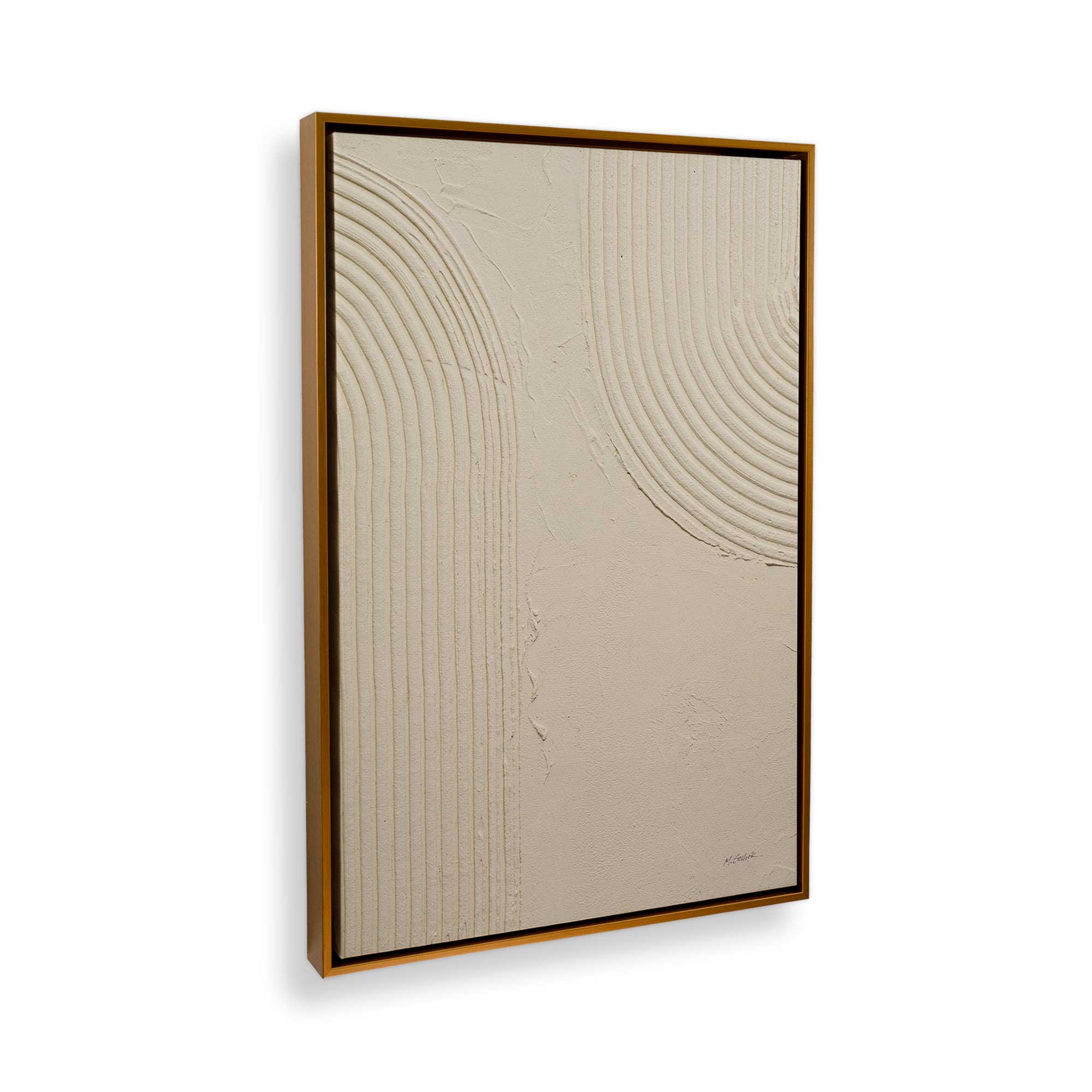 Beige Abstract Echoed Curves Canvas Wall Art Print - Modern Home Decor for Living Room, Bedroom & Office