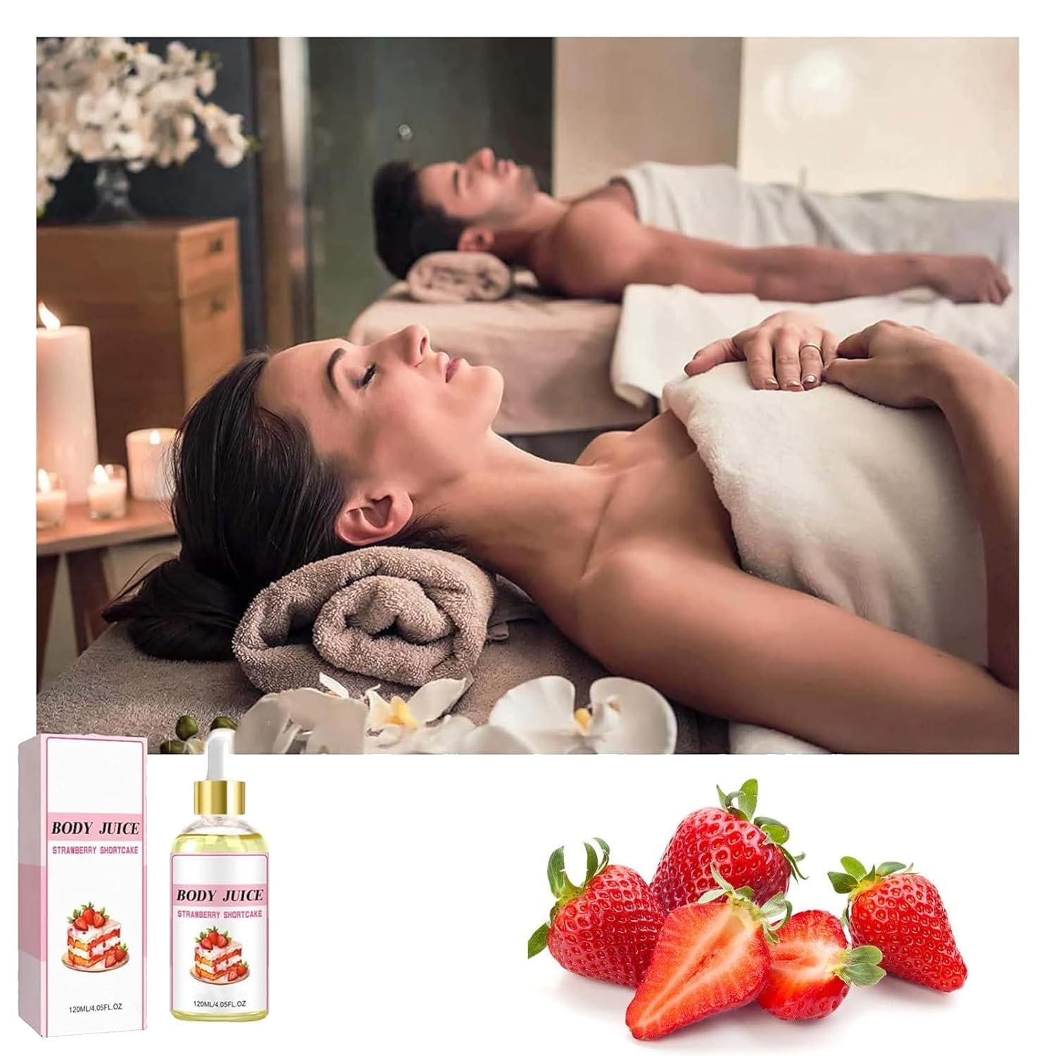 Strawberry Shortcake Scented Body Oil for Women - Handcrafted Moisturizing Body Juice Oil with Natural Strawberry Fragrance - Perfect for Massage, Aromatherapy & Skin Hydration