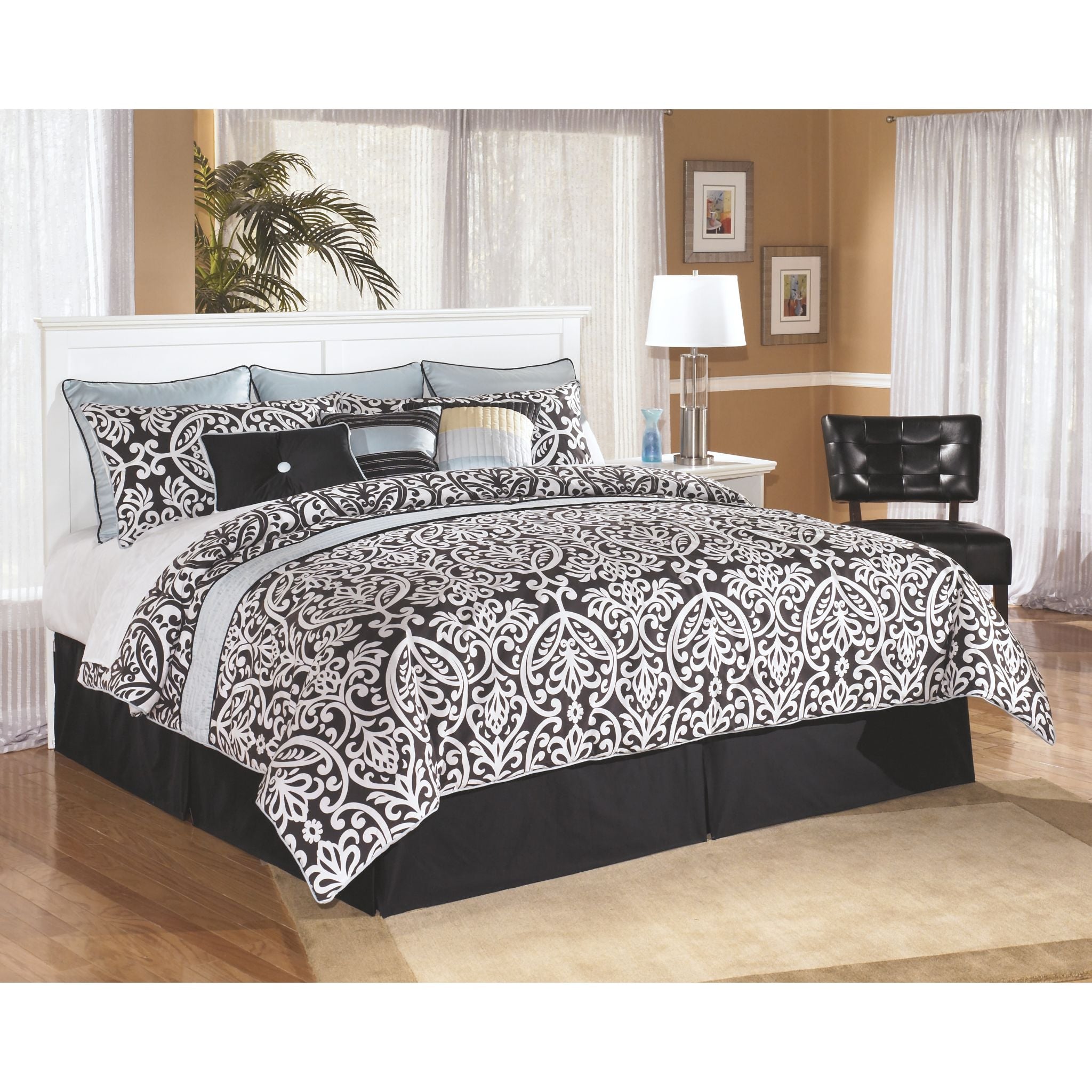 Bostwick Shoals King Panel Headboard - White Upholstered Bed Frame Headboard for Master Bedroom & Guest Room Decor