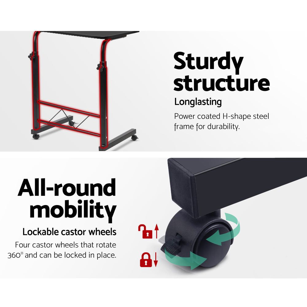 Artiss Portable Laptop Table Desk - Adjustable Height Black Foldable Tray - Perfect for Bed, Sofa, Home Office & Remote Work