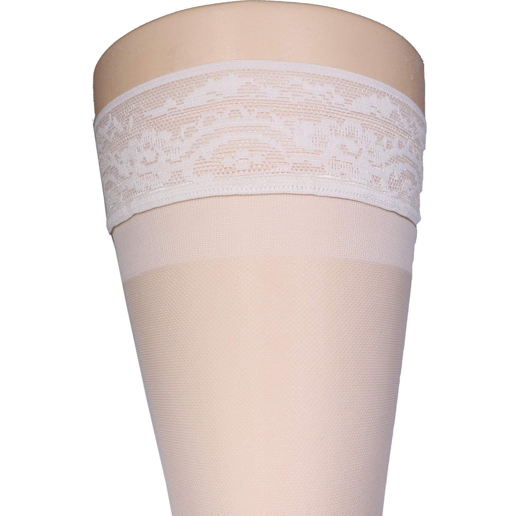 Truform Sheer Compression Stockings 15-20 mmHg - Women's Thigh High Support Stockings 20 Denier - Ivory Small - Perfect for Travel, Pregnancy & Varicose Vein Relief