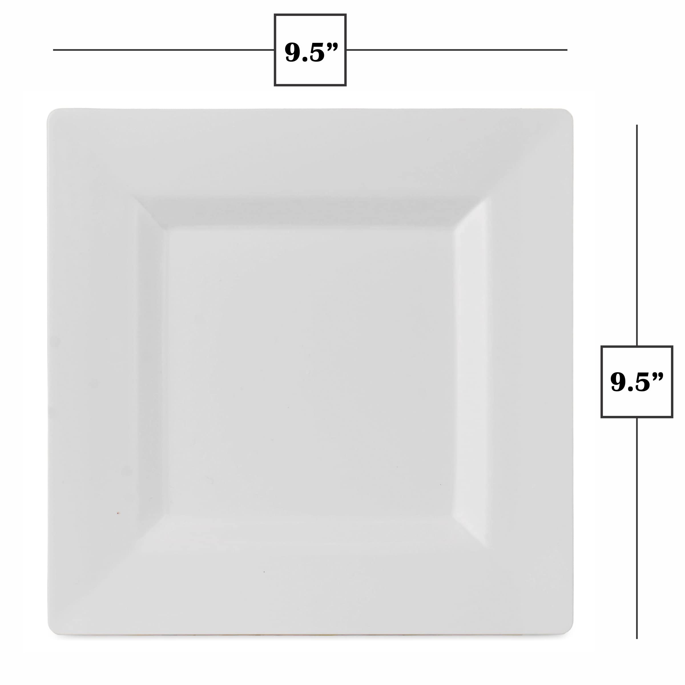 BloominGoods 10-Inch White Disposable Square Dinner Plates - 50-Pack Heavy Duty Plastic Plates for Weddings, Parties & Catering | BPA-Free & Eco-Friendly | Perfect for Indoor/Outdoor Events, Picnics & Buffet Serving