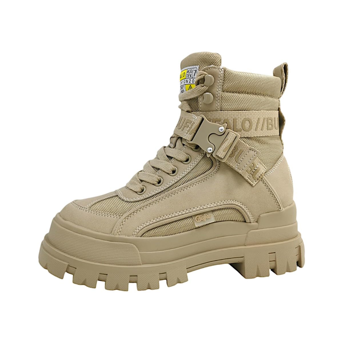 Buffalo ASPHA COM1 Women's Platform Boots in Beige - Size 9 US | Chunky Heel Ankle Booties for Fall & Winter Fashion, Casual Outfits & Streetwear Looks