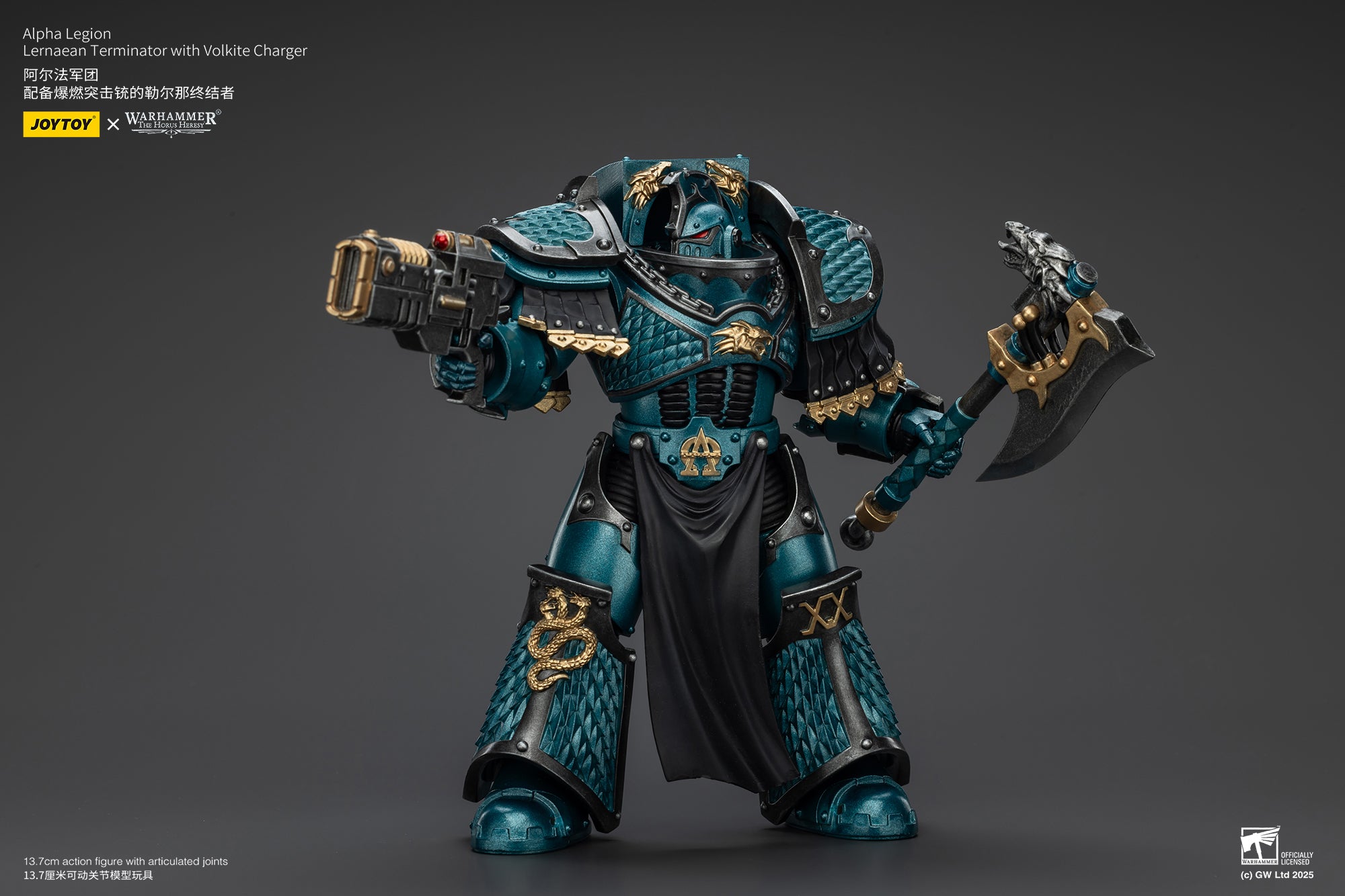 1/18 Scale JOYTOY Warhammer The Horus Heresy Alpha Legion Lernaean Terminator Action Figure with Volkite Charger - Collectible Model for Display, Gaming & Warhammer 40K Battle Scenes