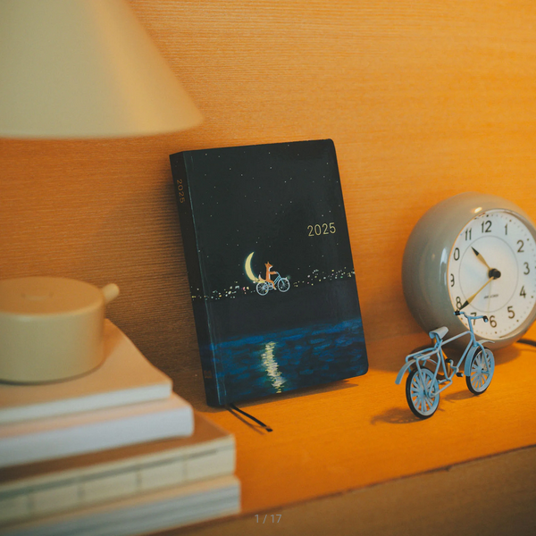 Hobonichi Techo 2025 Planner - A6 Size Daily English Edition with Crescent Moon Design by Hiroko Kubota | January Start, Monday Start | Perfect for Journaling, Planning & Productivity