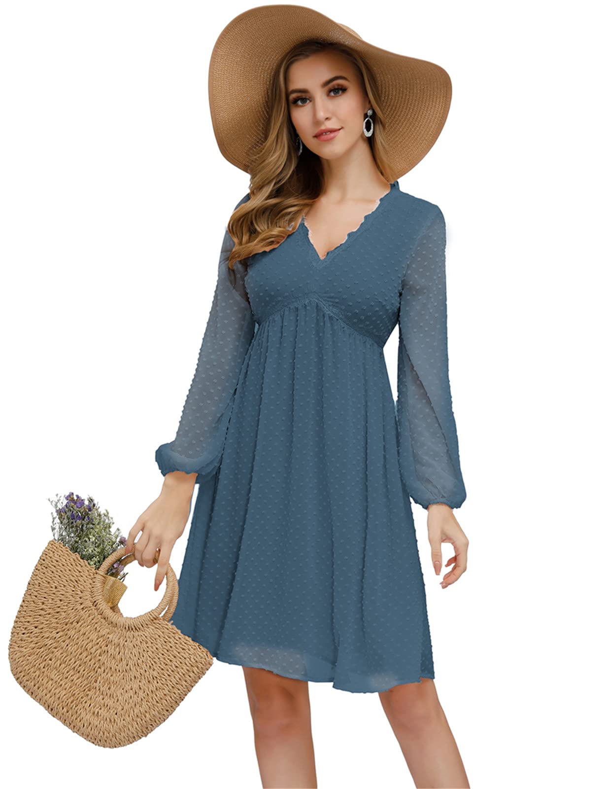 JASAMBAC Women's Swiss Dot Cocktail Dress - Elegant Maternity Dress for Wedding Guest, Baby Shower, Party & Special Occasions | Comfortable & Stylish Pregnancy Outfit for Formal Events