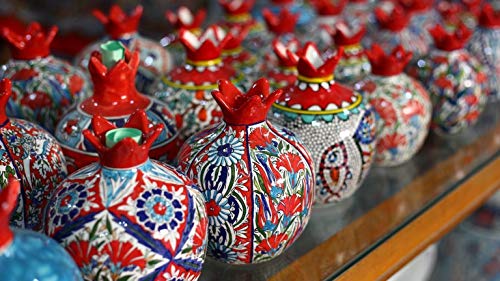 Hand-Painted Armenian Ceramic Vase - Pomegranate Design for Flowers | Red Home Decor | Judaica Gift for Jewish House Blessing | Perfect for Living Room, Dining Table & Wedding Gifts