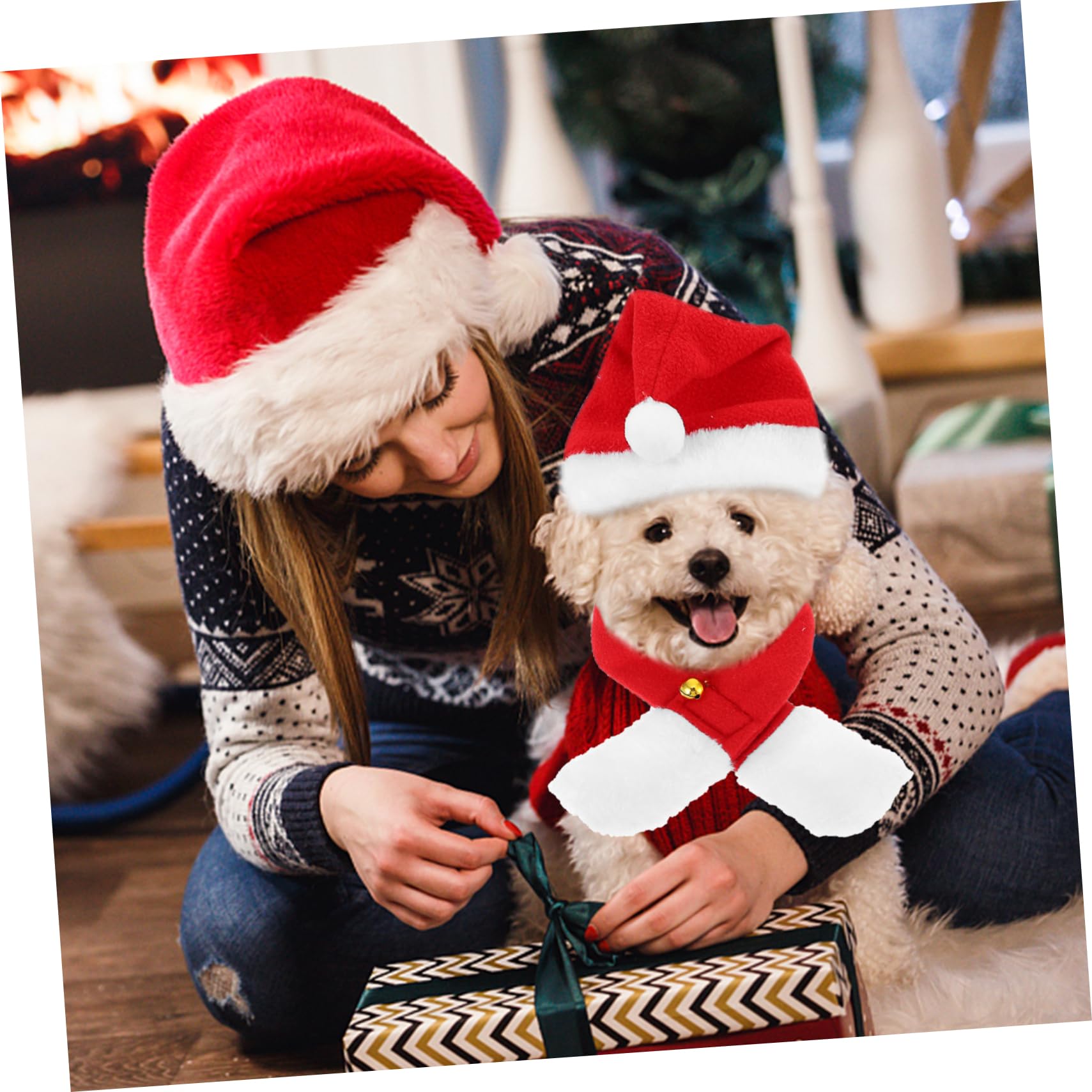 Balacoo Pet Reindeer Hat & Scarf Set for Cats & Dogs - Christmas Costume & Winter Wear