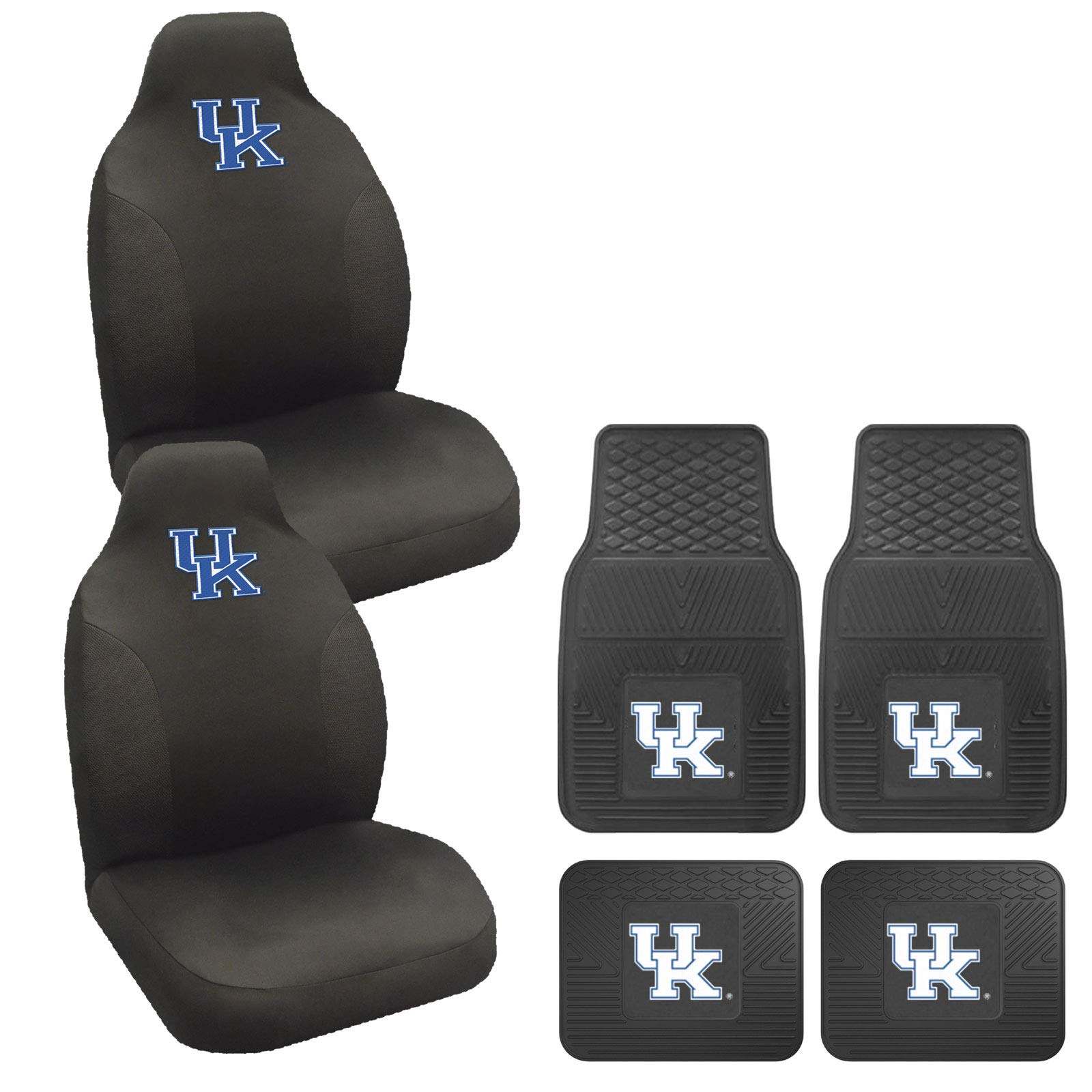Kentucky Wildcats All-Weather Vinyl Floor Mats & Rally Seat Covers Set - Durable Car Accessories for Trucks, SUVs & Vehicles - Perfect for Game Day, Tailgating & Wildcats Fan Showcase