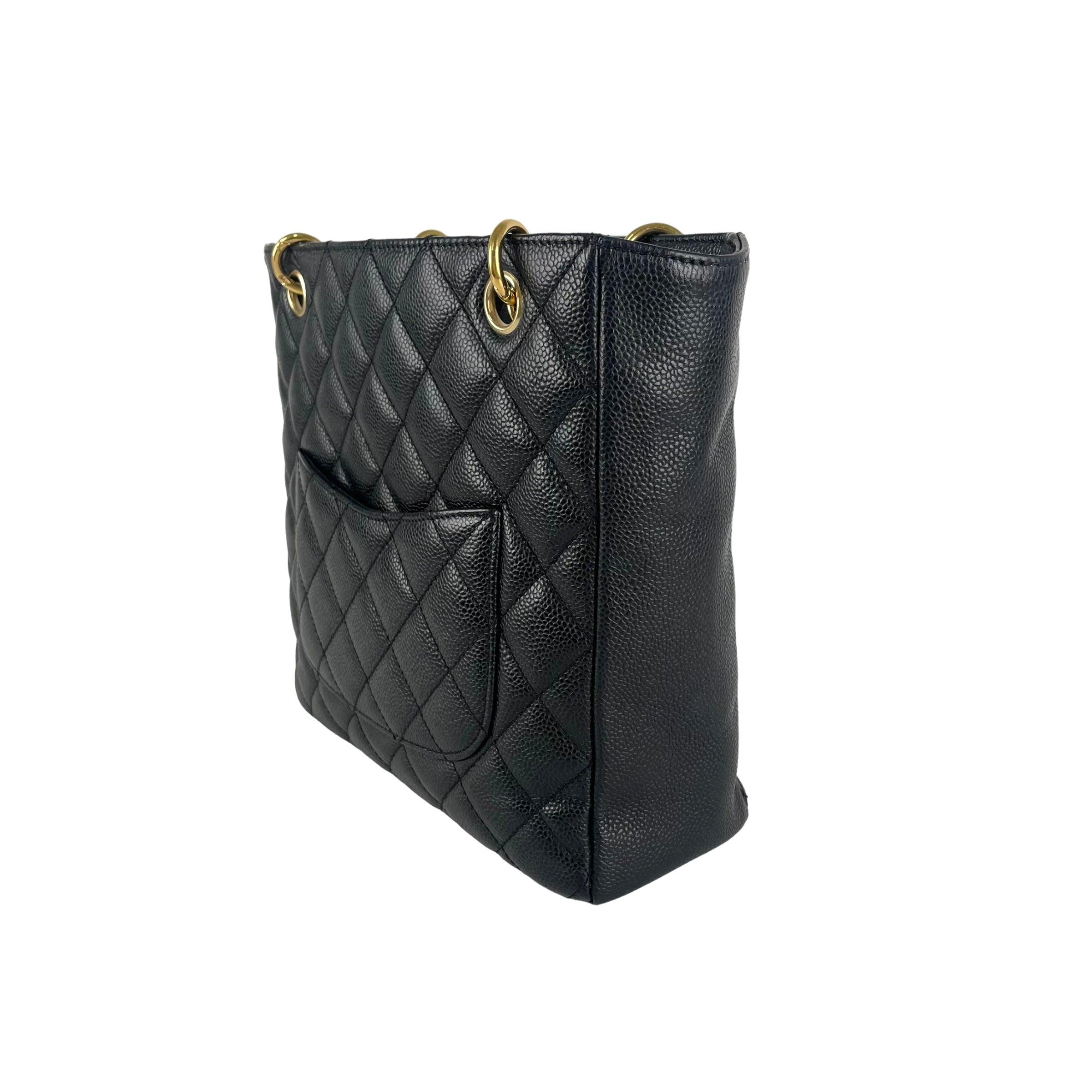 Chanel Quilted PST (Petit Shopping Tote) Handbag in Black - Luxury Designer Crossbody Bag for Women, Perfect for Shopping, Travel & Everyday Use