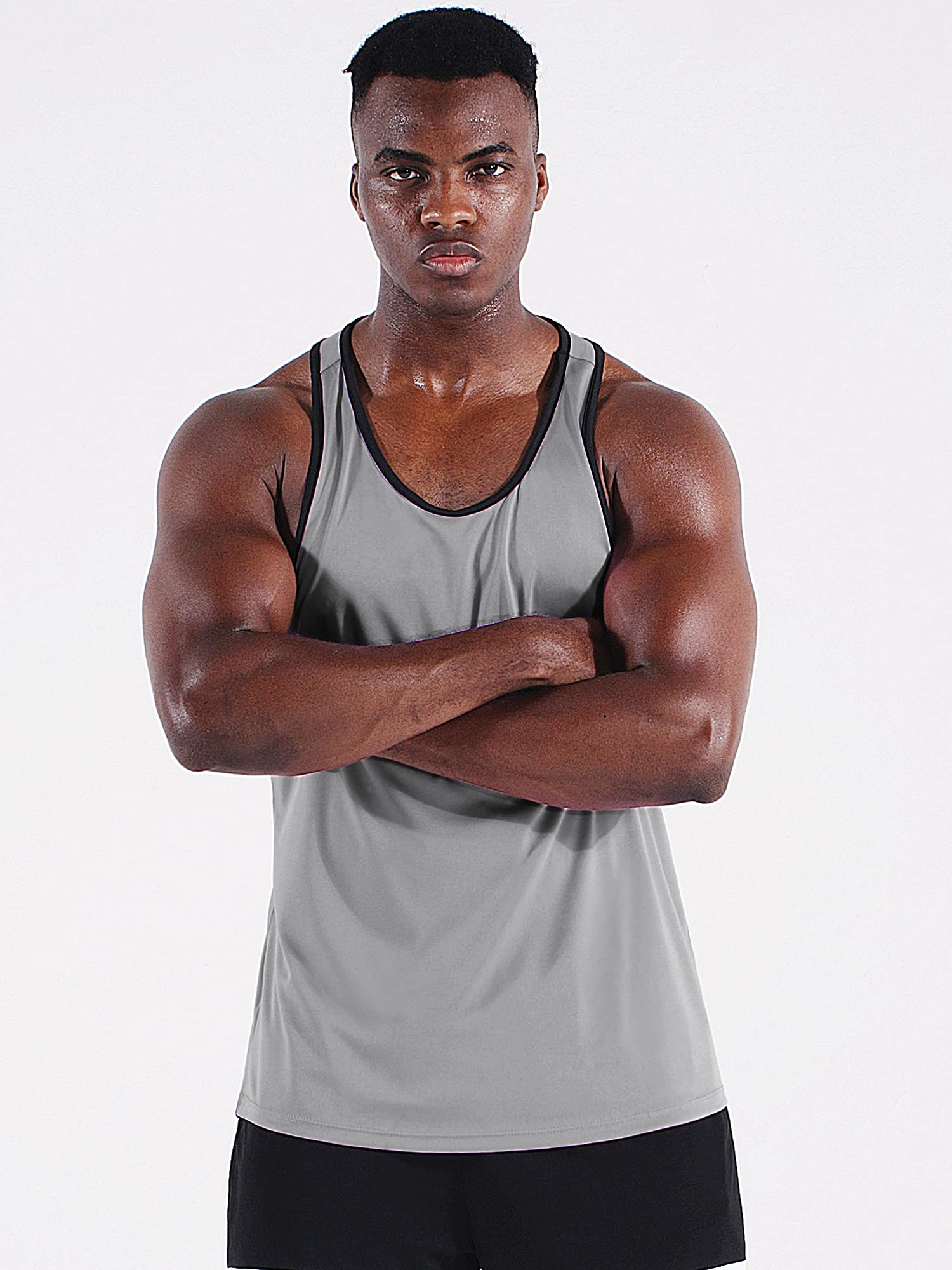 NELEUS Men's 3 Pack Moisture Wicking Running Tank Tops - Breathable Quick Dry Y-Back Athletic Shirts for Gym, Workout & Summer Sports - Lightweight Performance Activewear for Jogging, Training & Outdoor Activities